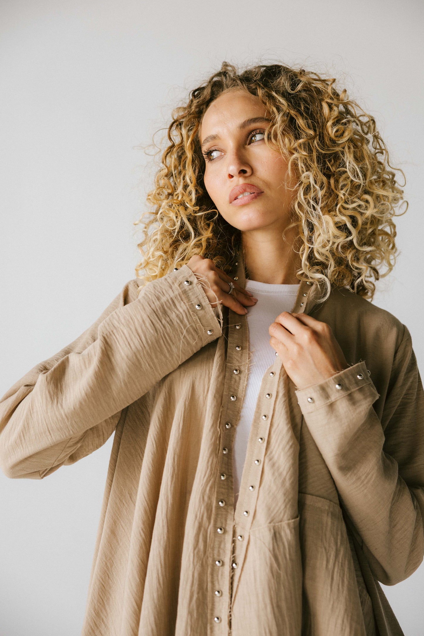 Studded asymmetric cardigan
