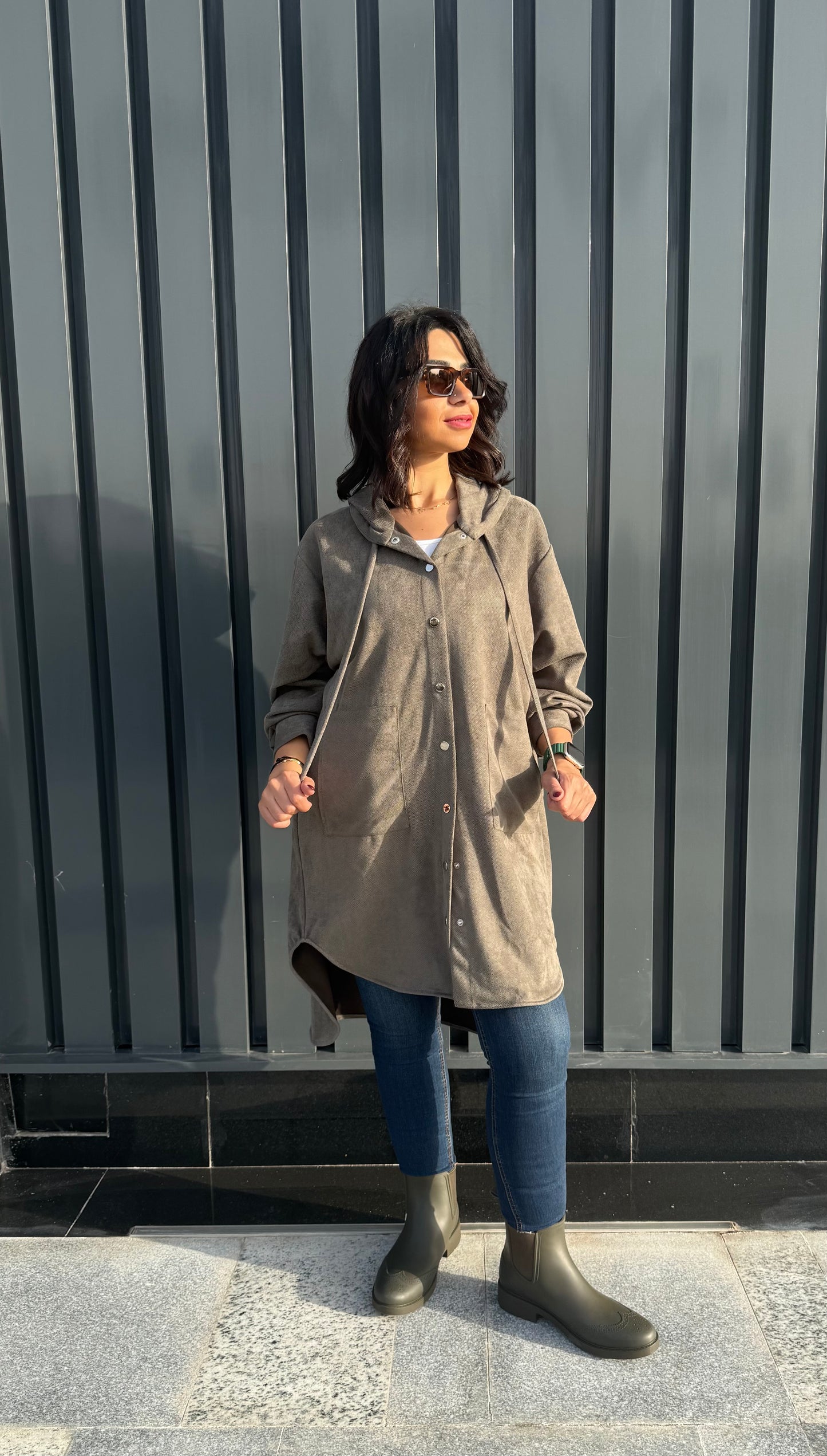 The striped suede oversized shirt