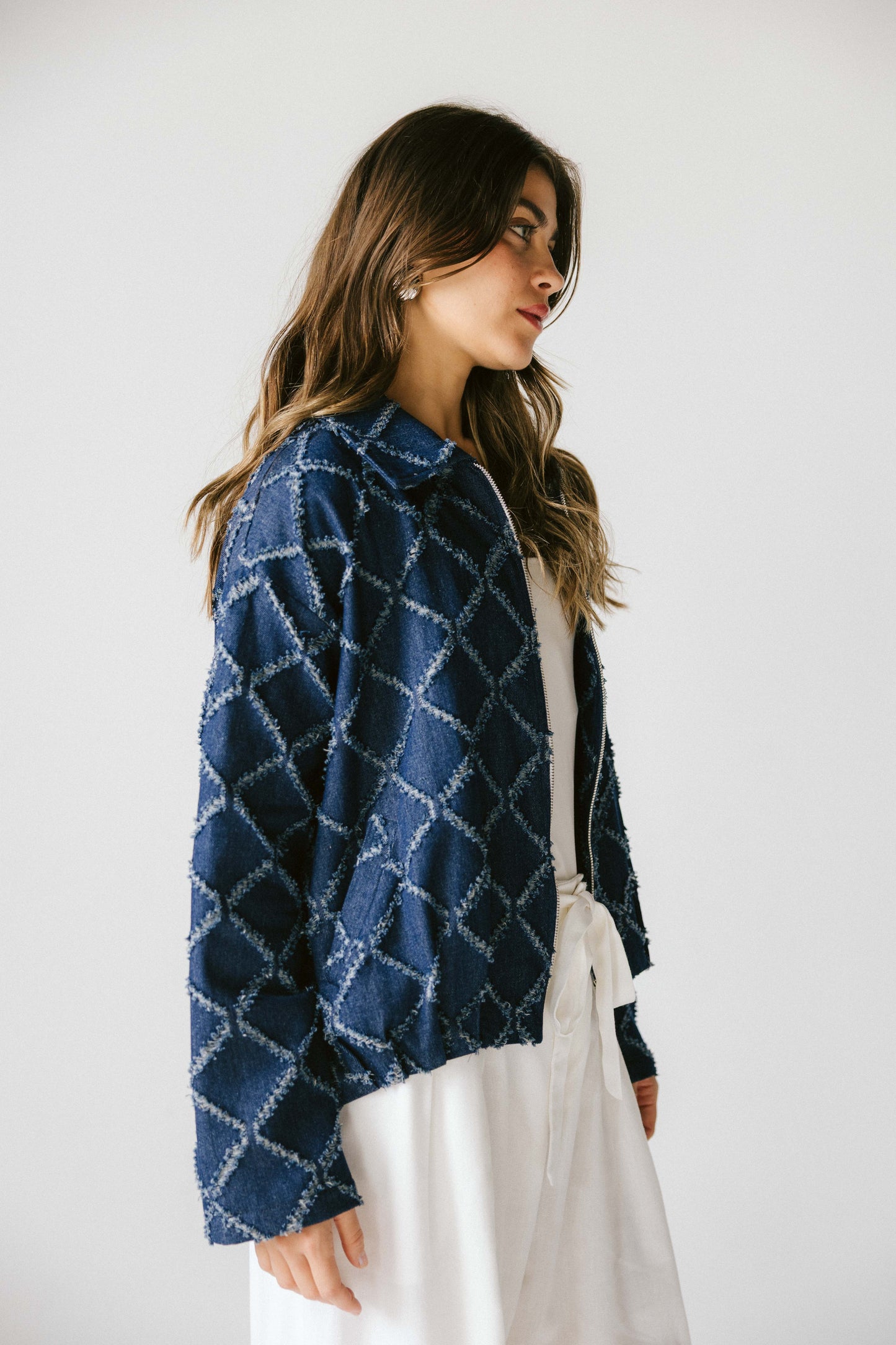 Textured denim jacket