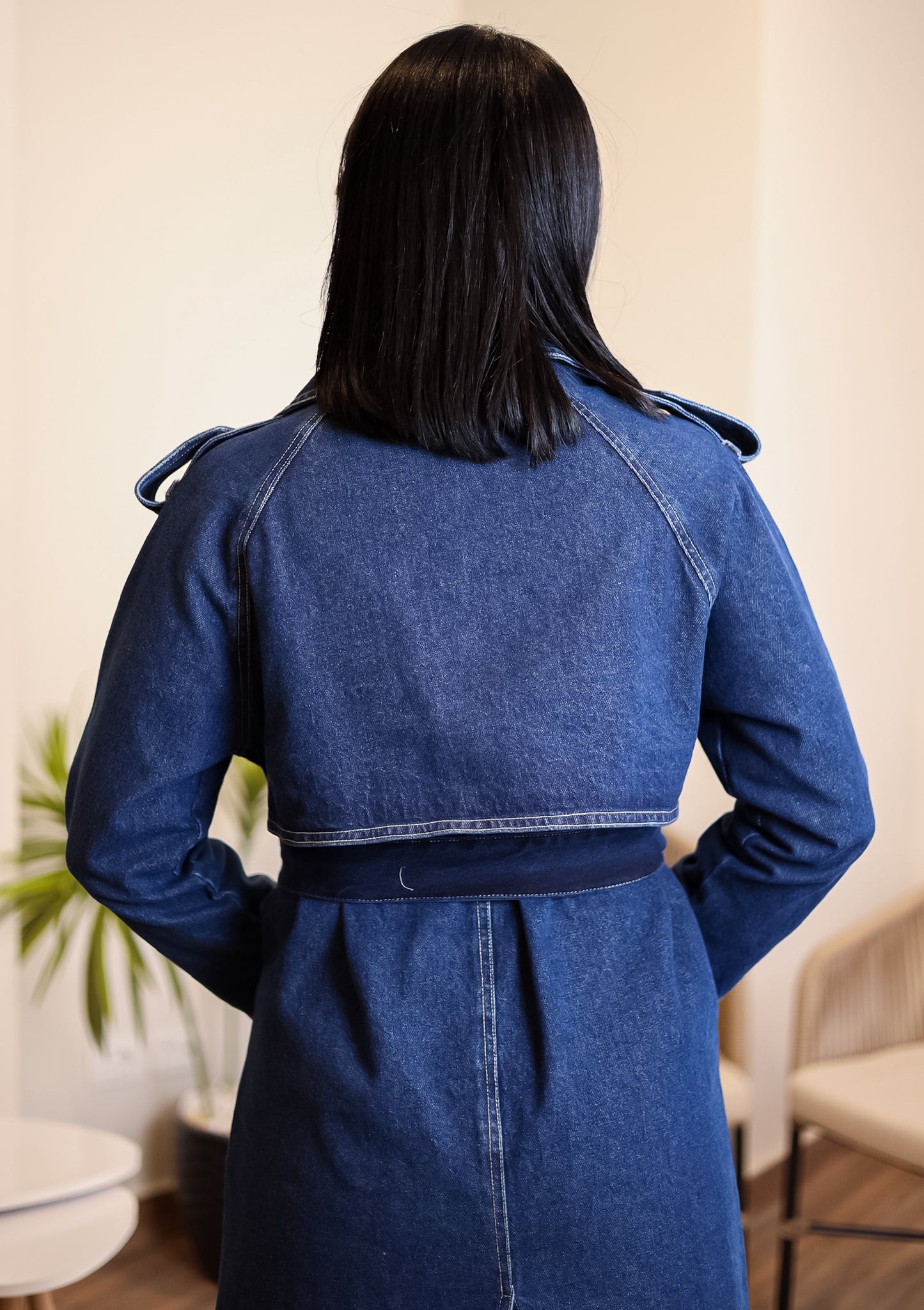 Denim trench coat - NAVY