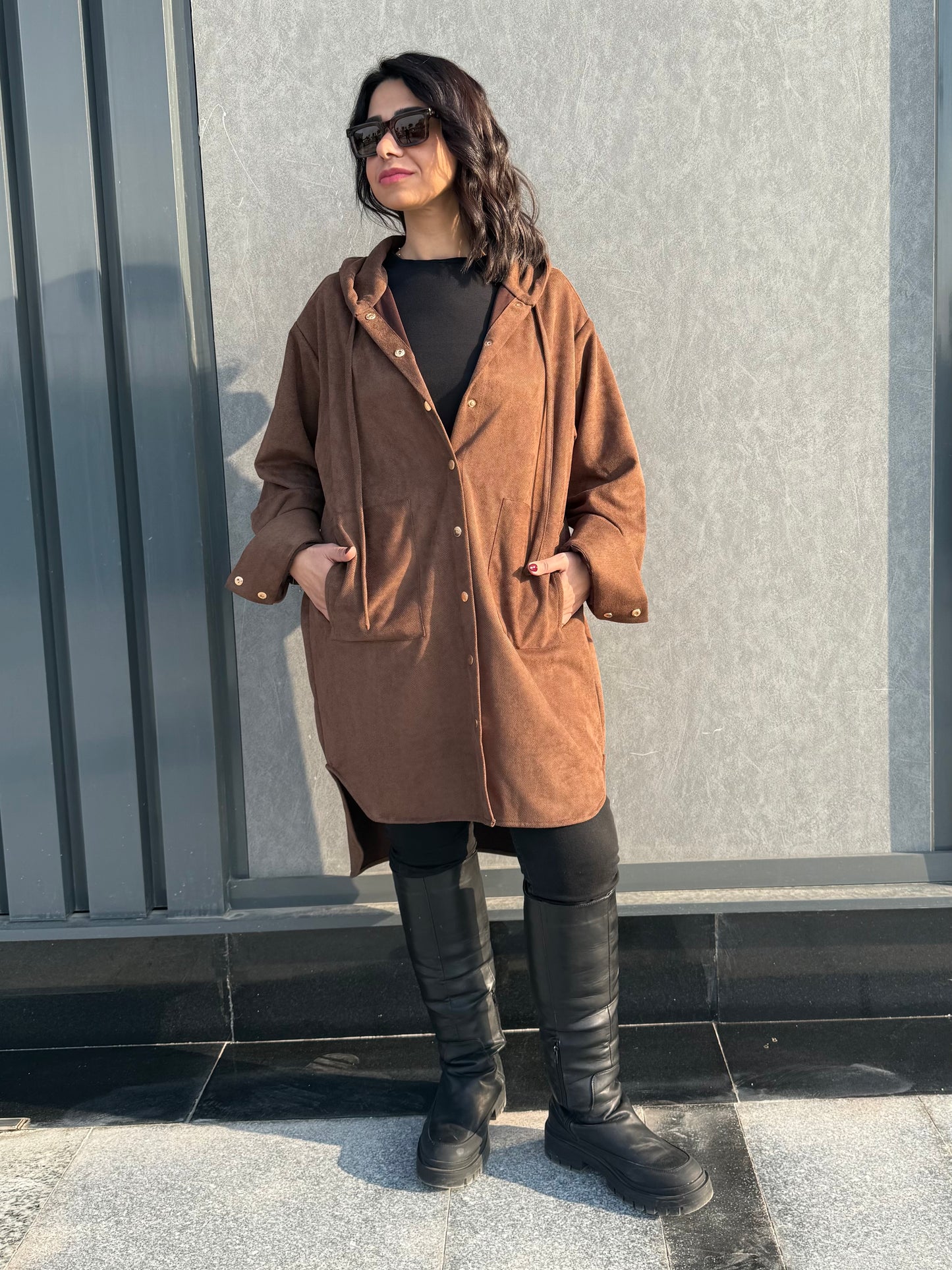 The striped suede oversized shirt