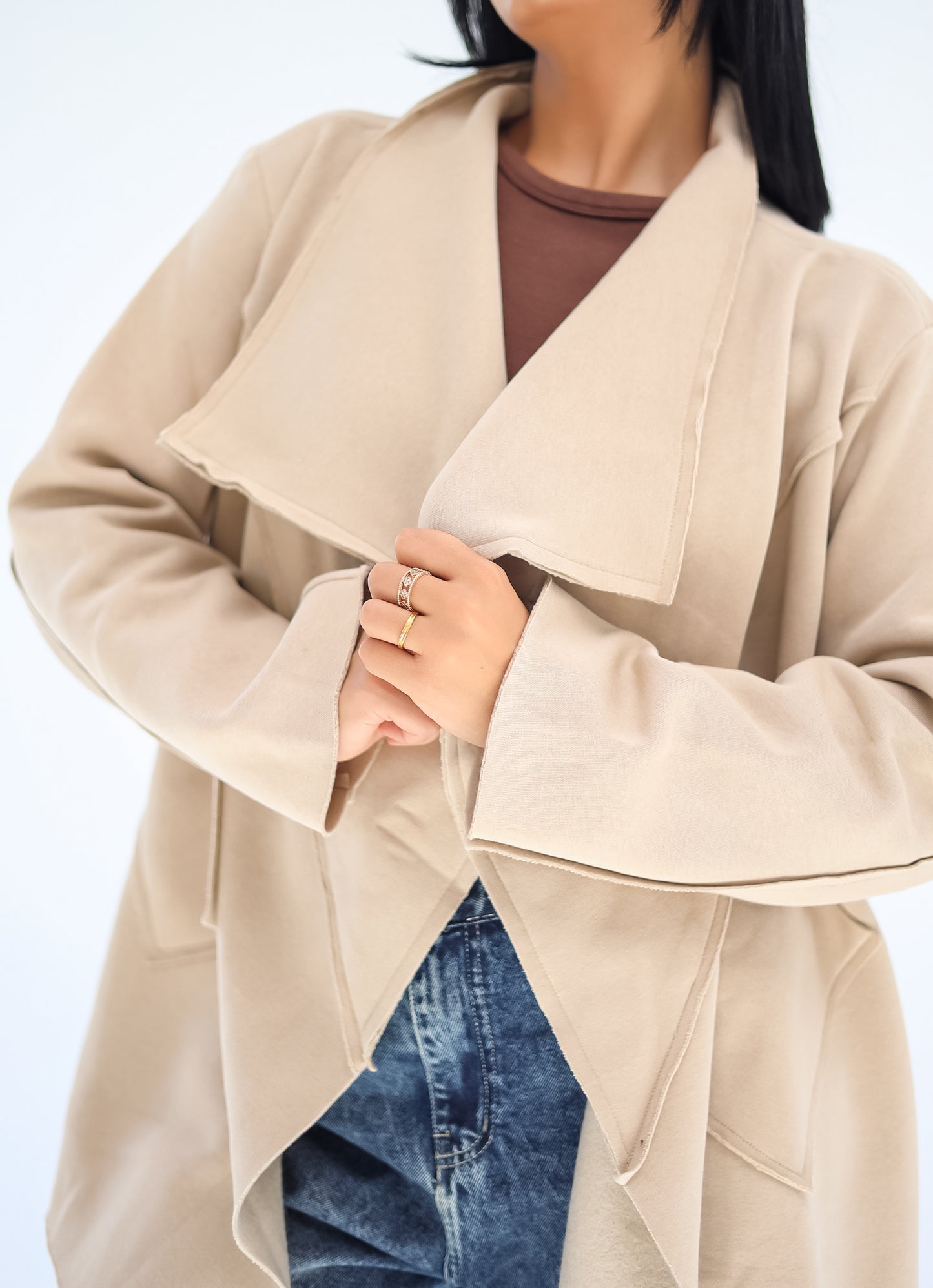 Unfinished milton cardigan- BEIGE