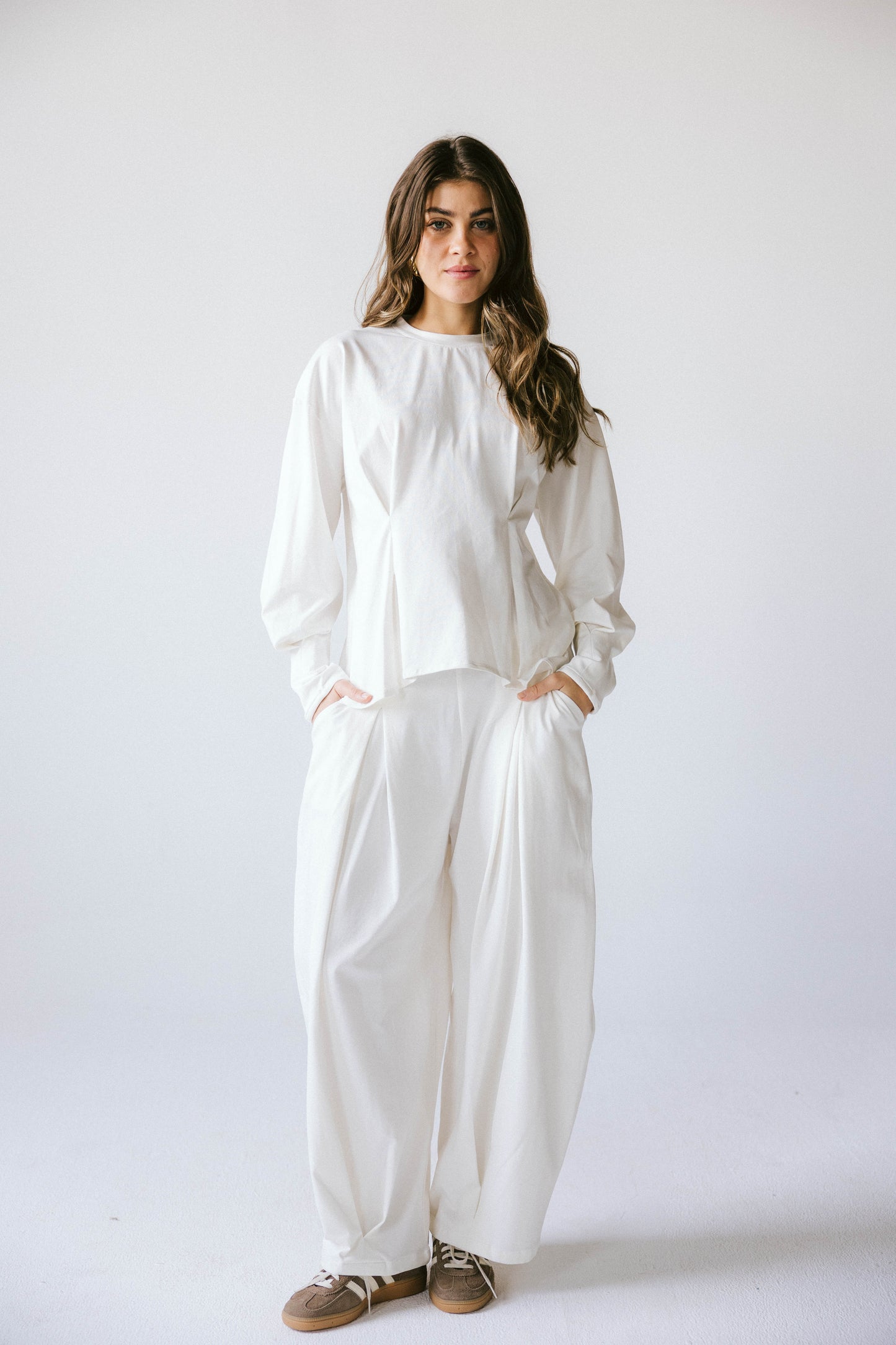 Pleats cotton set - white