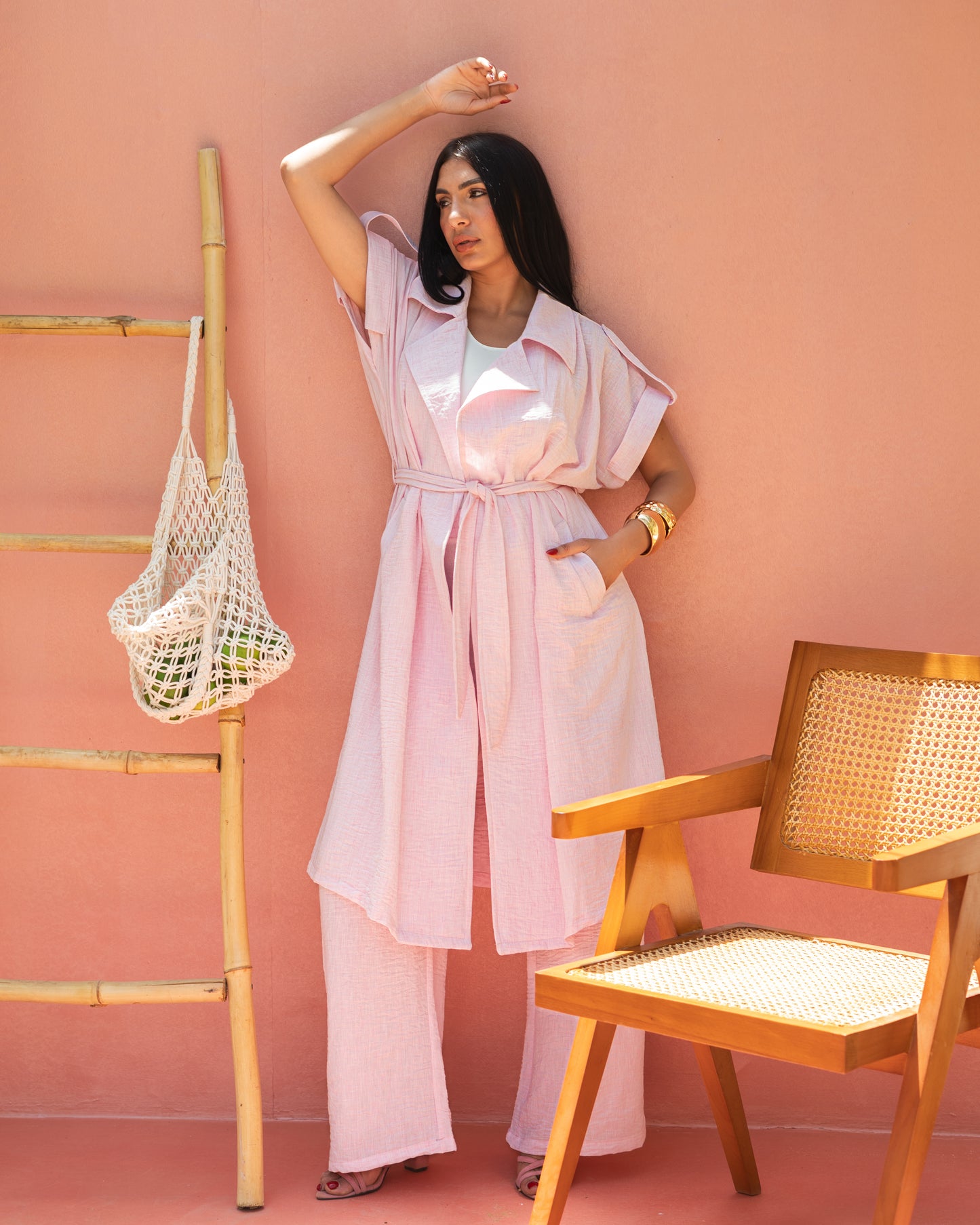 Serene linen set in pink