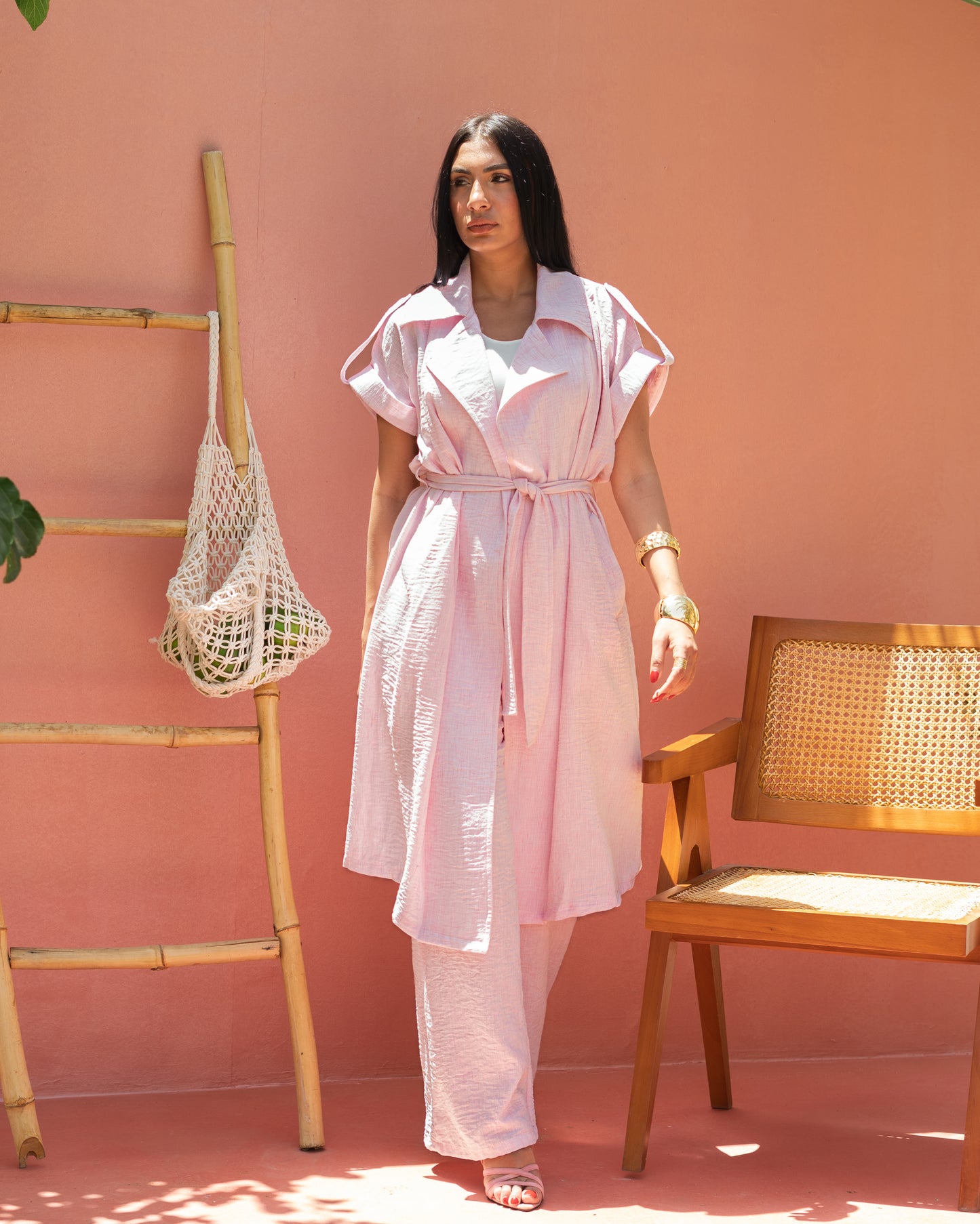 Serene linen set in pink