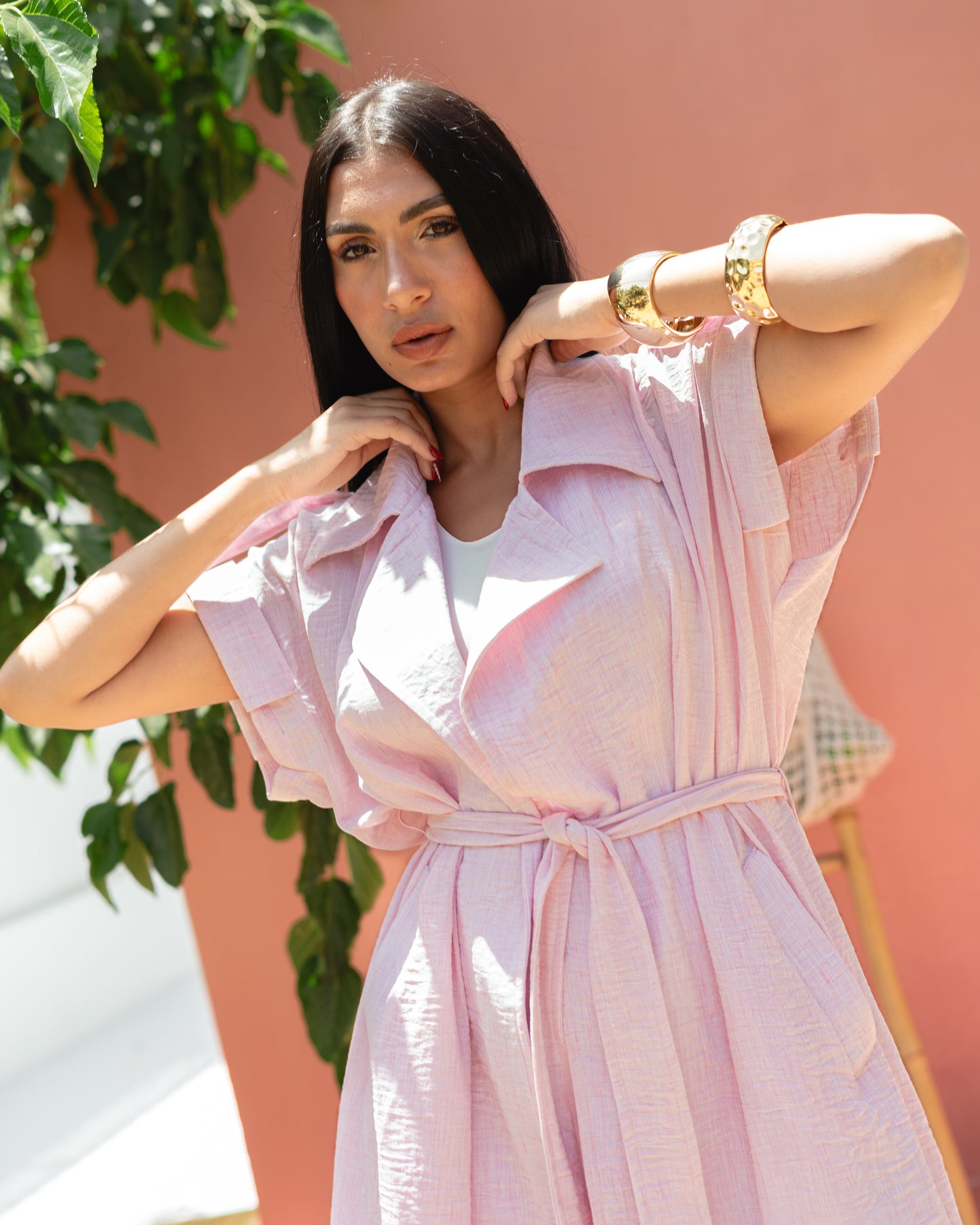 Serene linen set in pink
