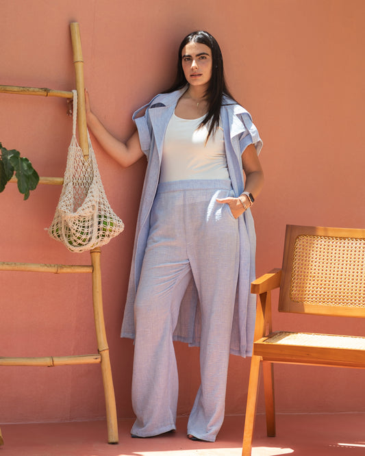 Serene linen set in baby blue