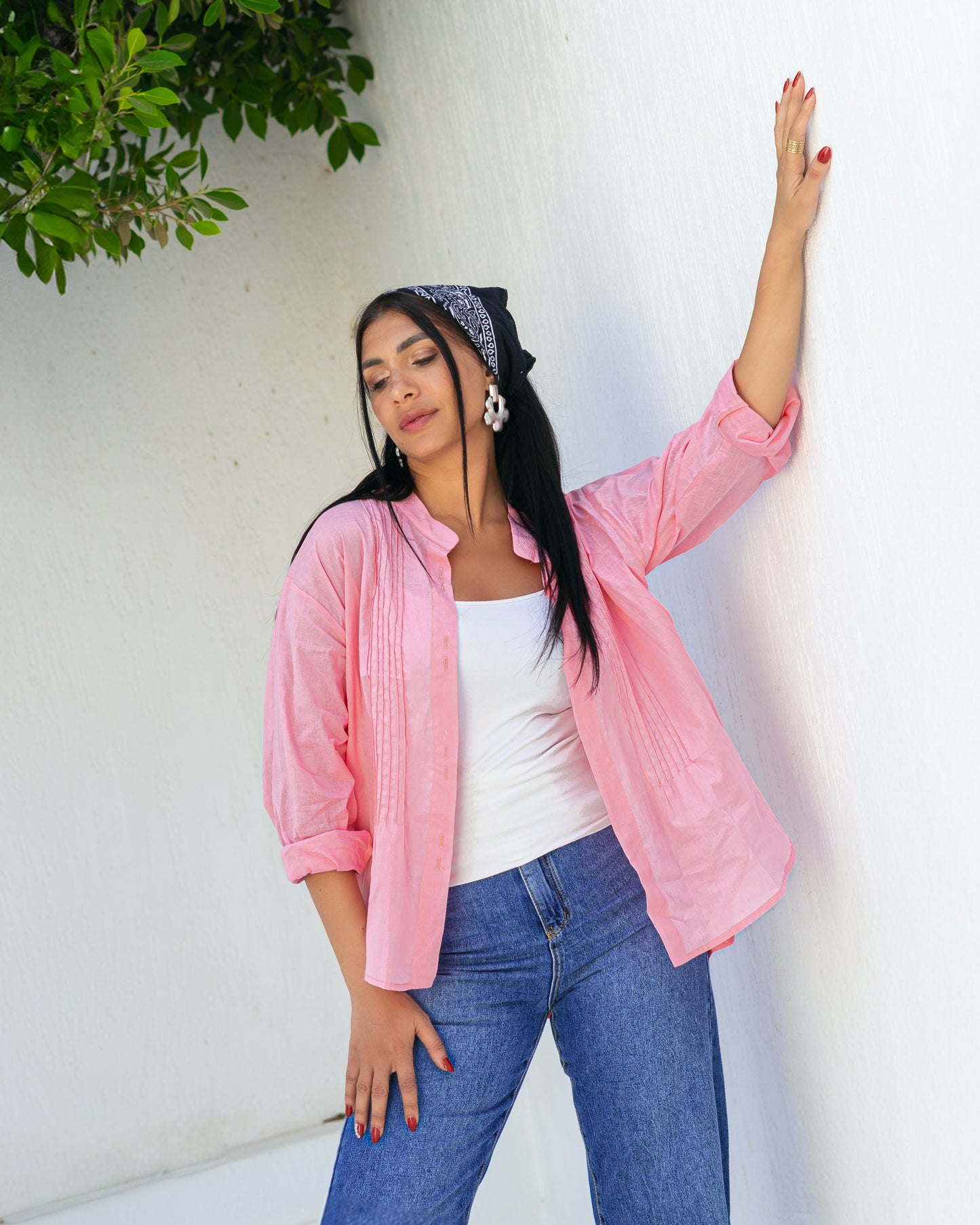 Half collar light shirt
