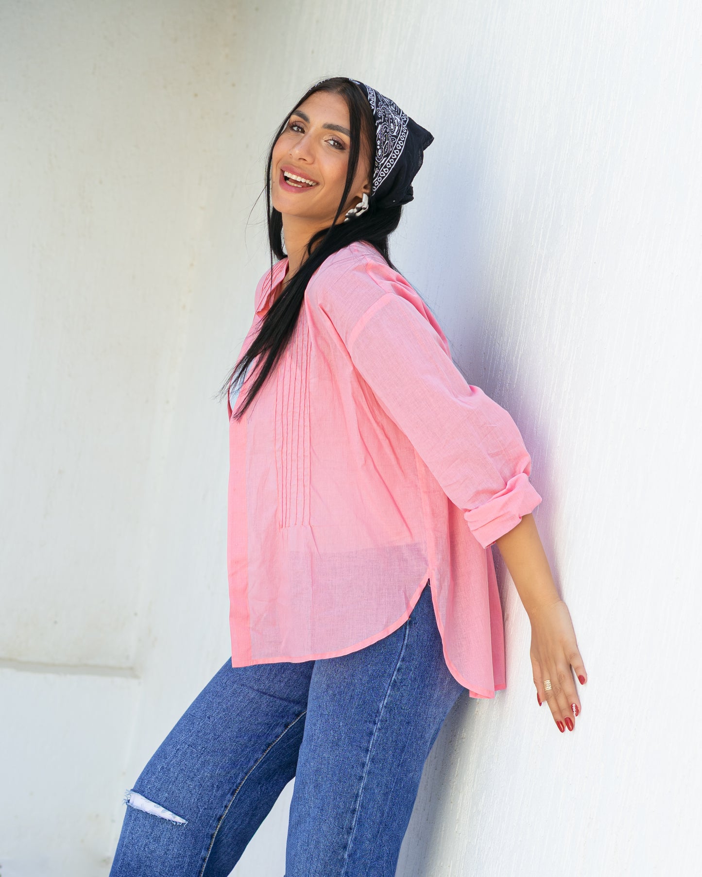 Half collar light shirt
