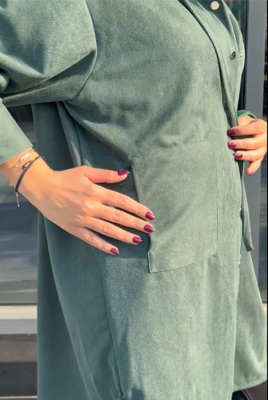 The striped suede oversized shirt