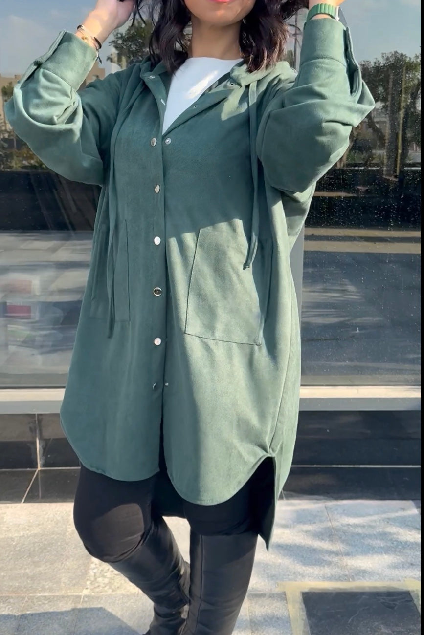 The striped suede oversized shirt