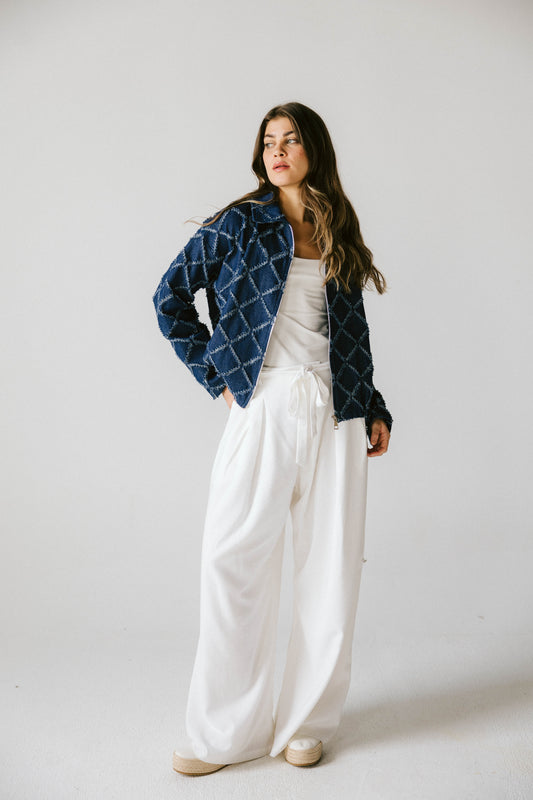 Pleated tie-waisted linen pants - off white