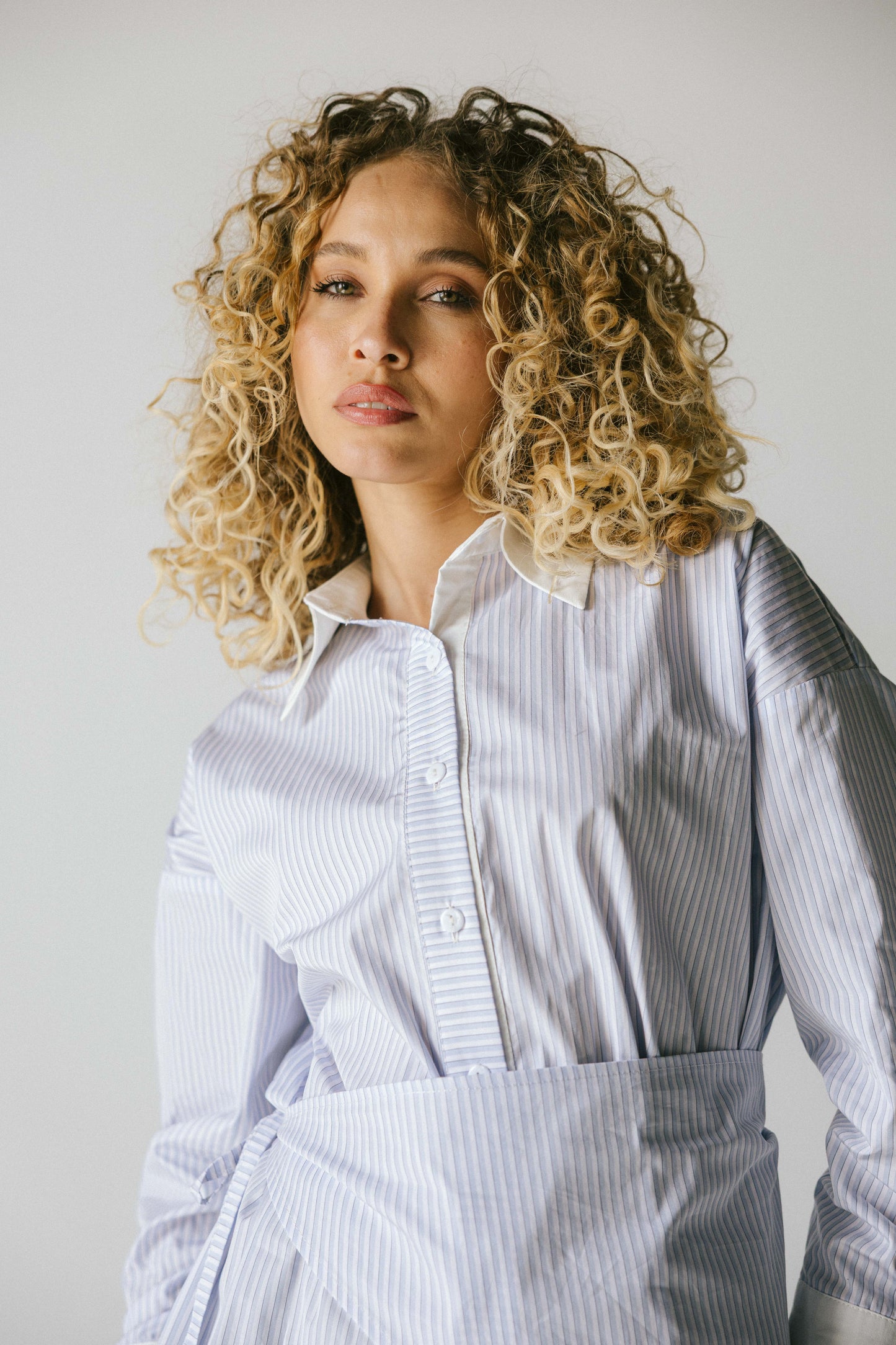 Stripped poplin shirt - baby blue