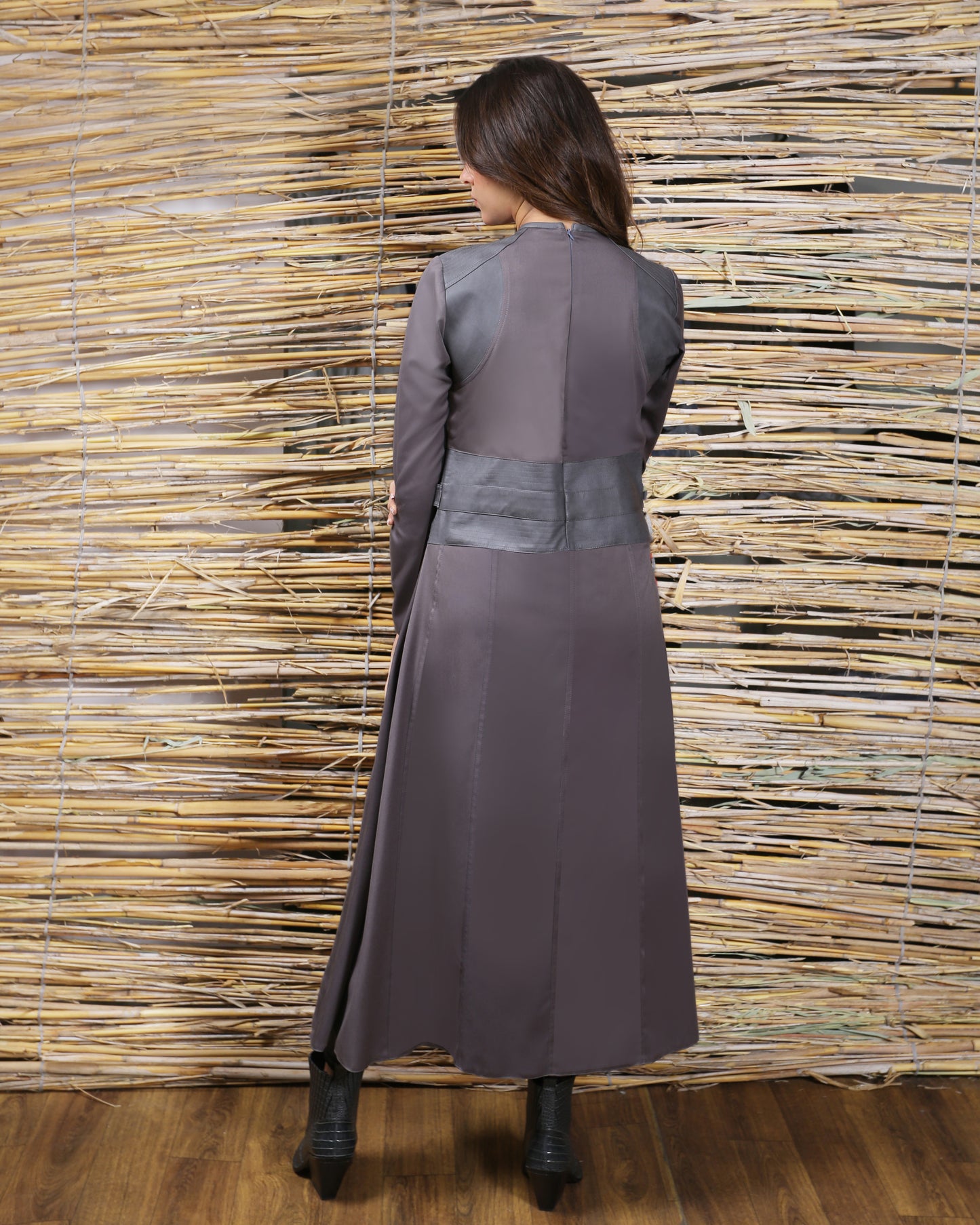 Plated Gabardine Dress