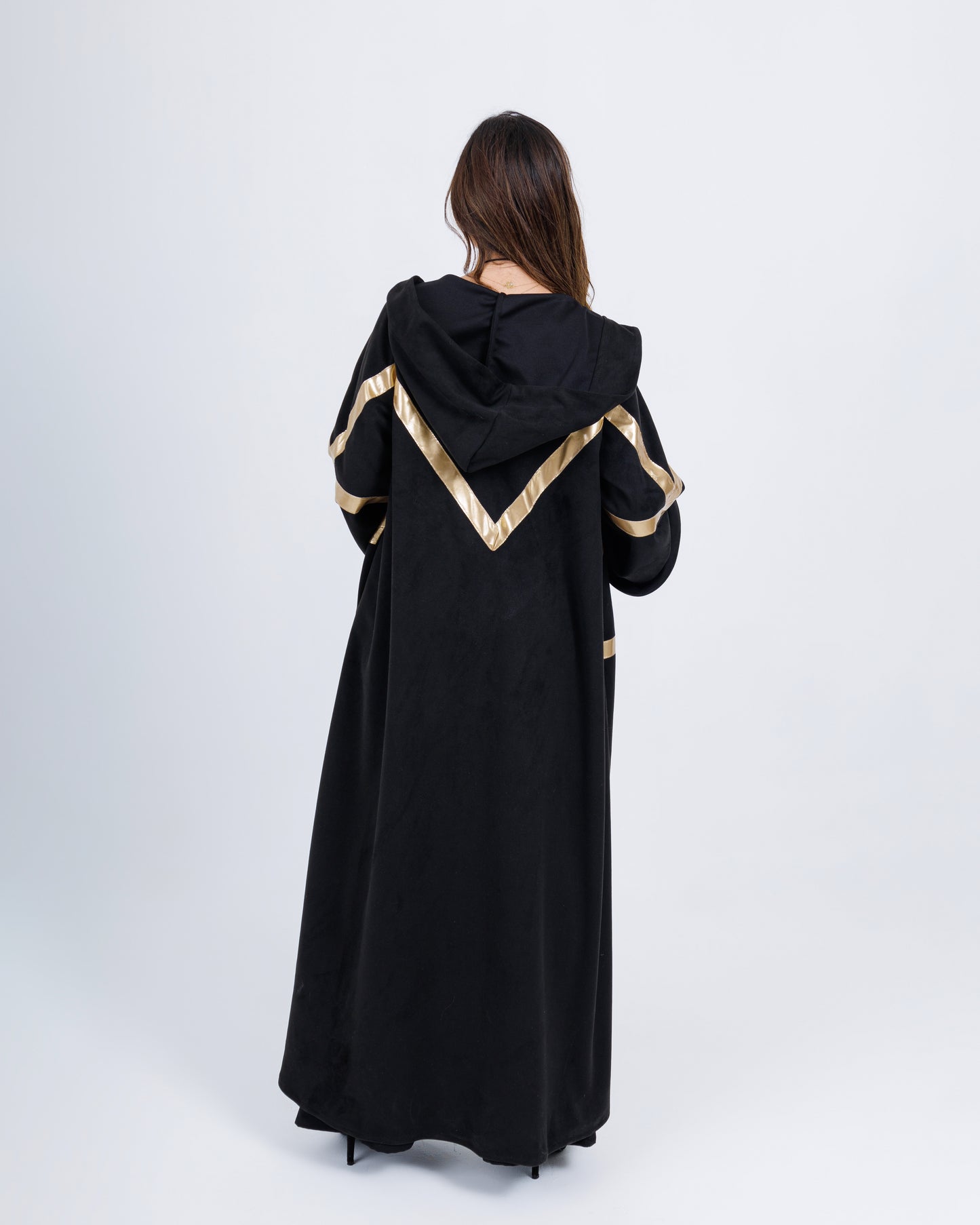 Hooded suede kaftan