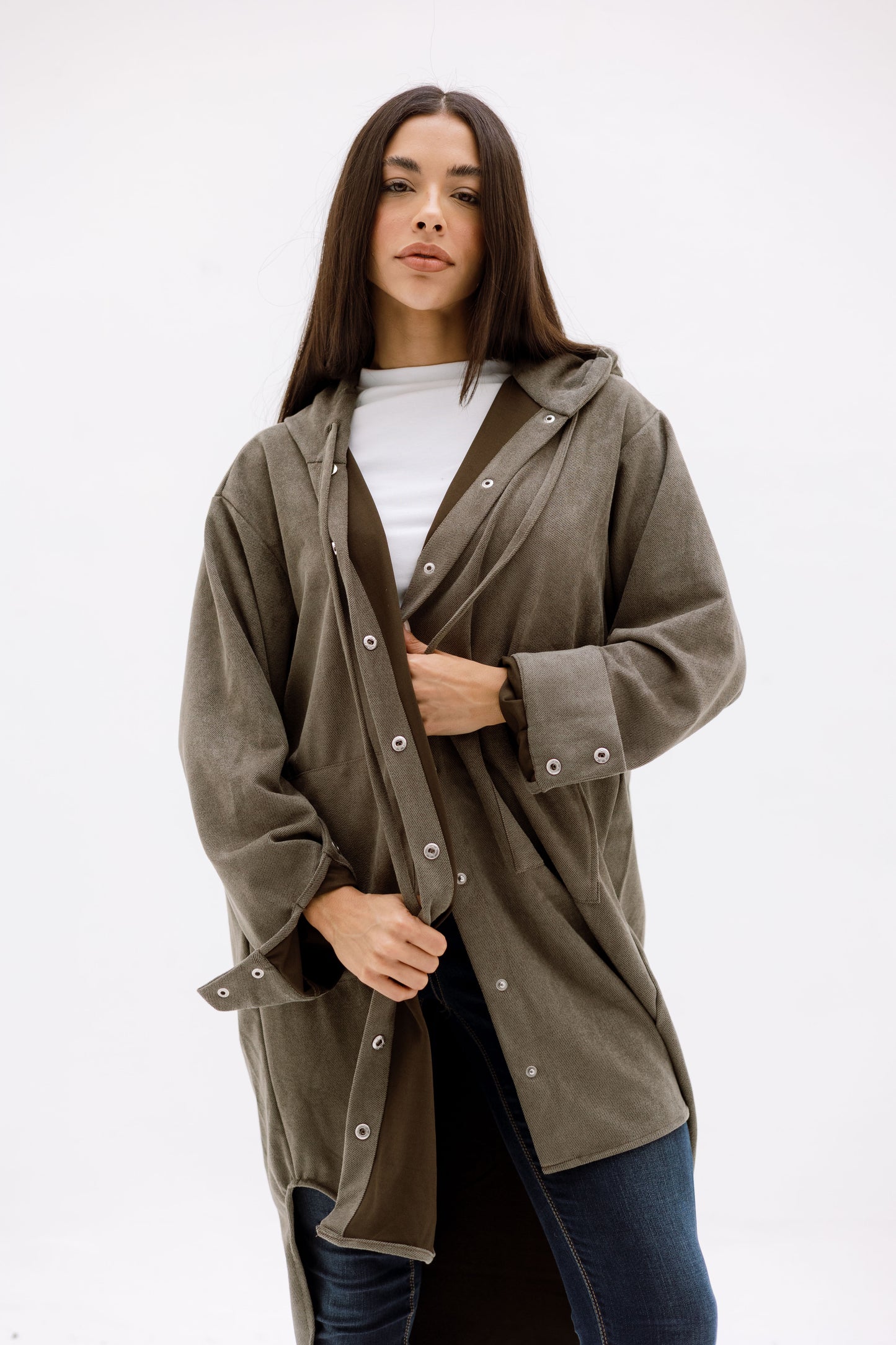 The striped suede oversized shirt