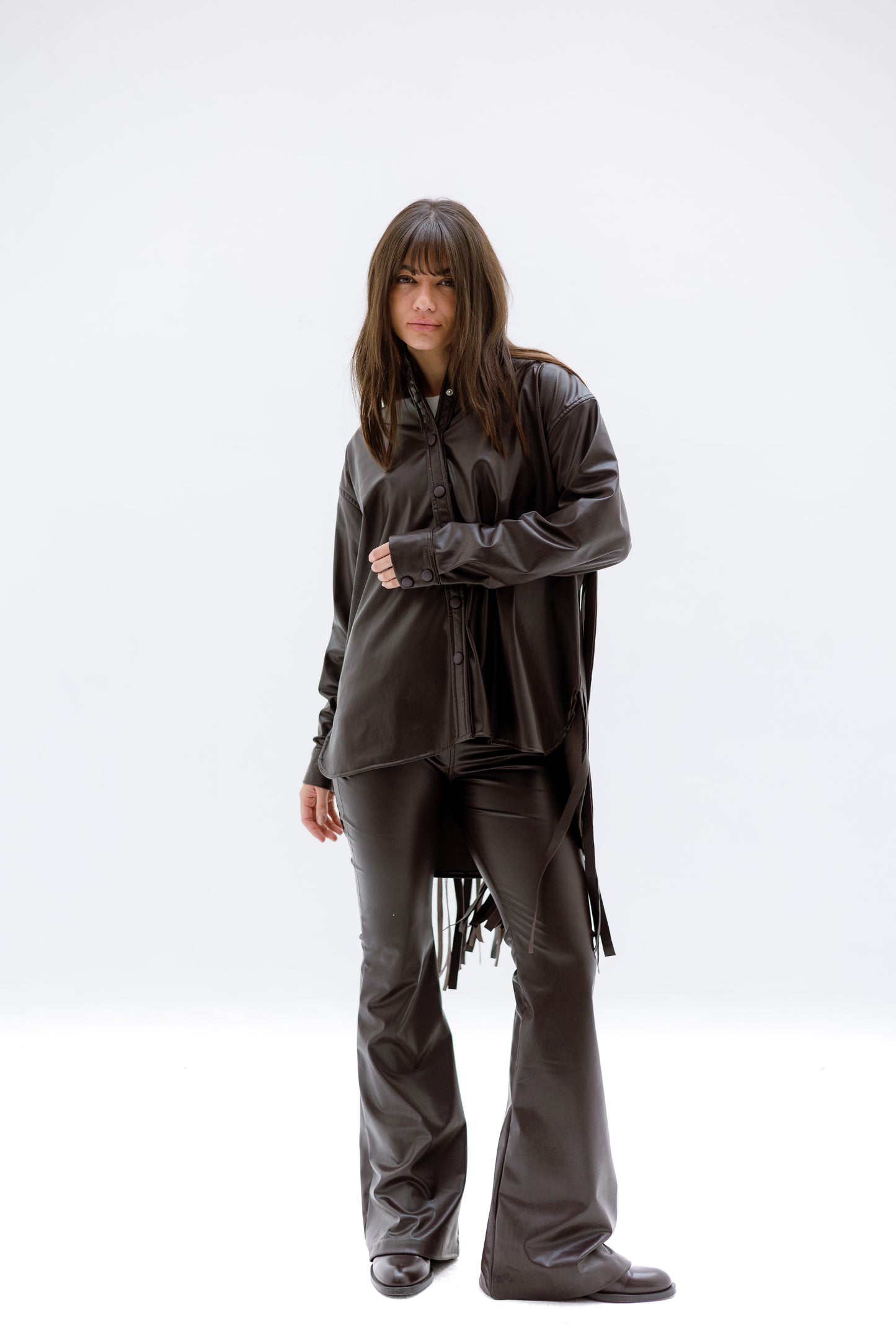 The leather fringes set - BROWN
