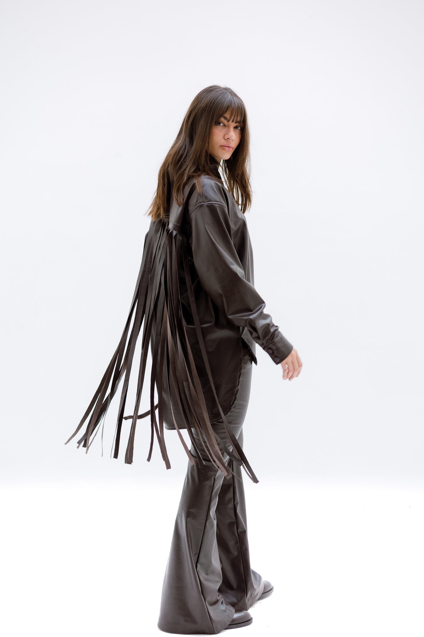 The leather fringes set - BROWN