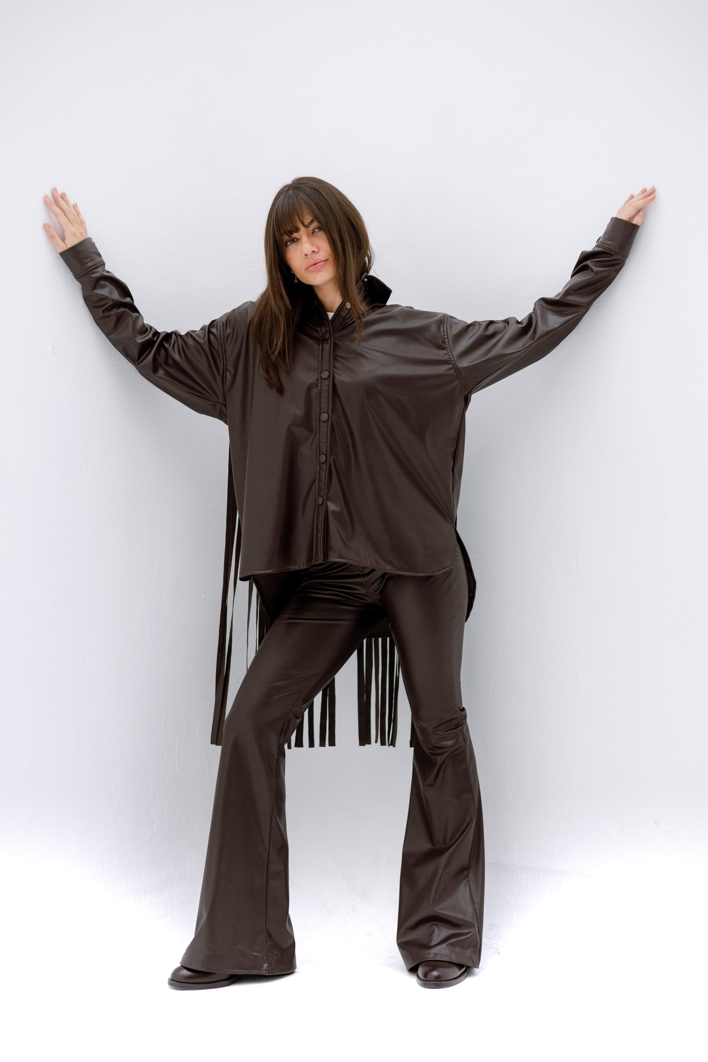The leather fringes set - BROWN