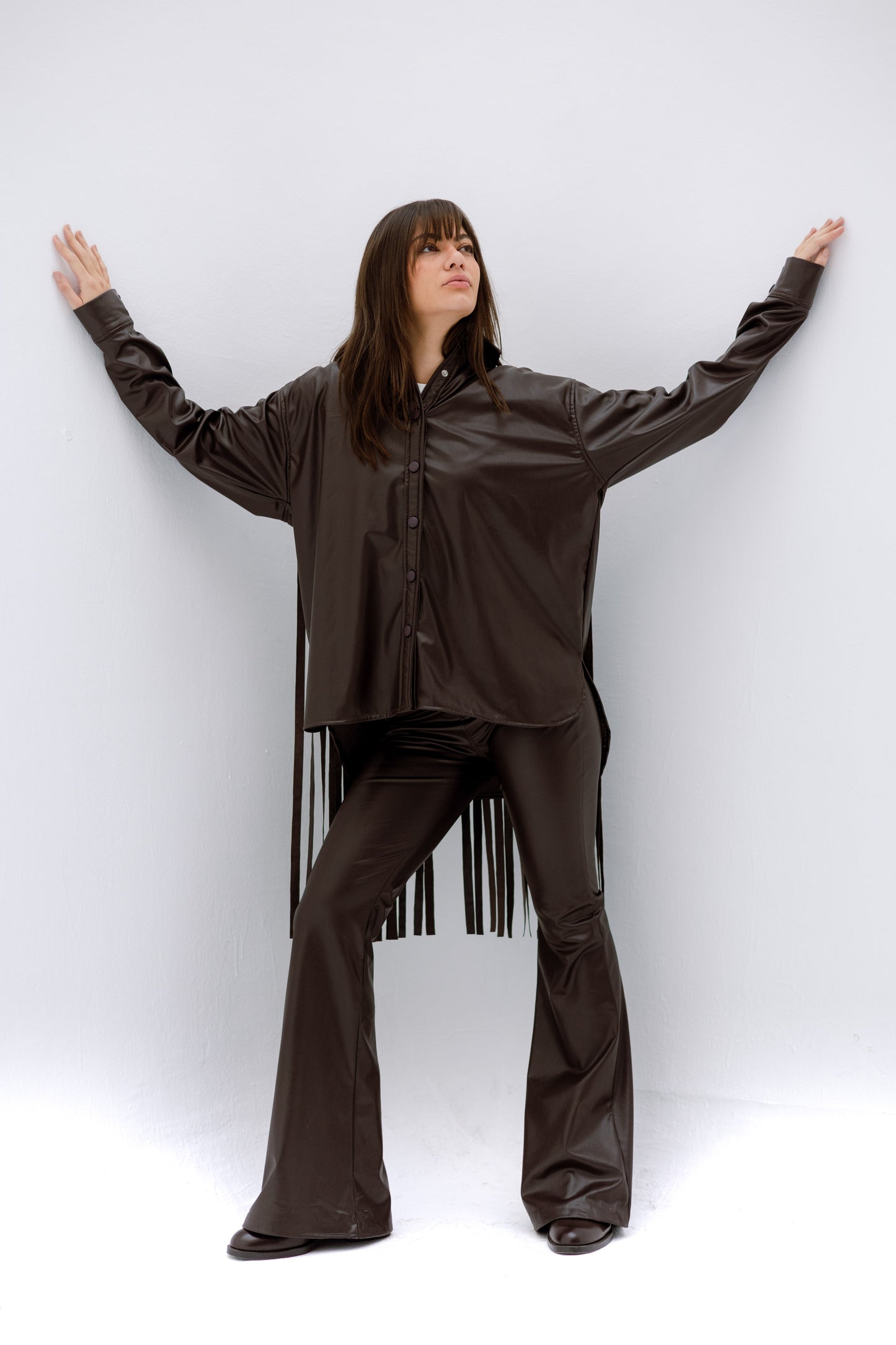 The leather fringes set - BROWN