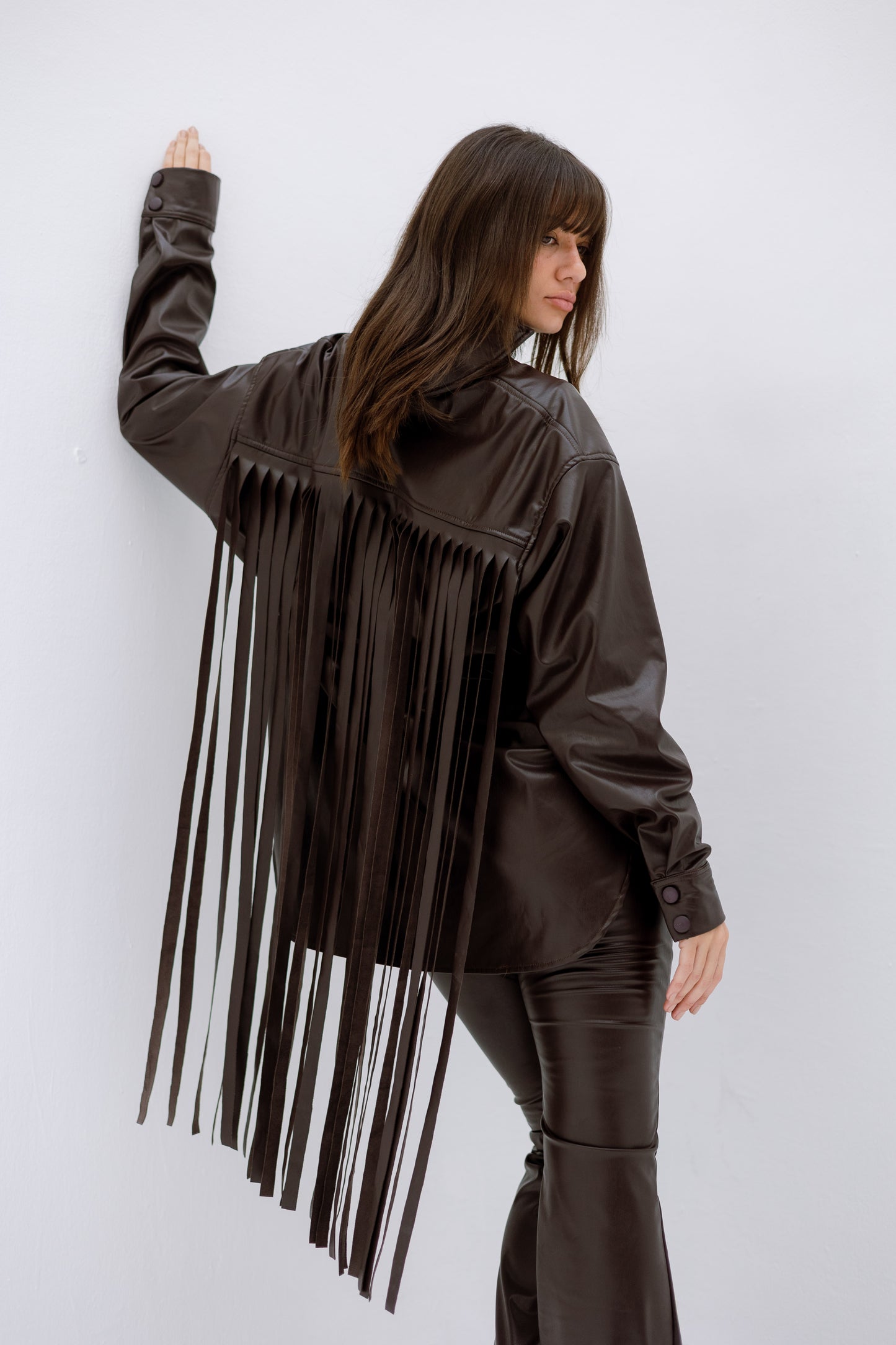 The leather fringes set - BROWN