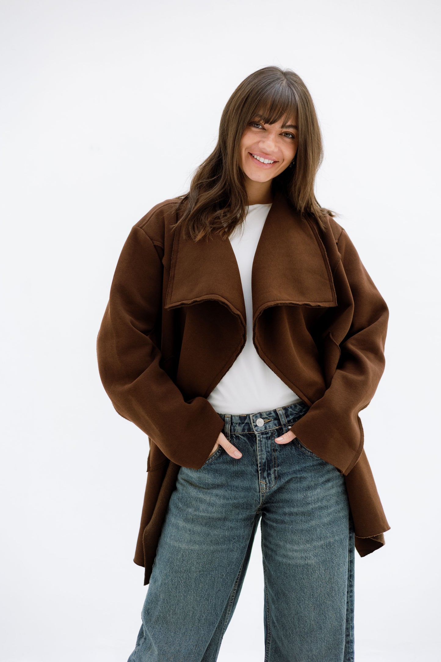 Unfinished Milton cardigan - BROWN