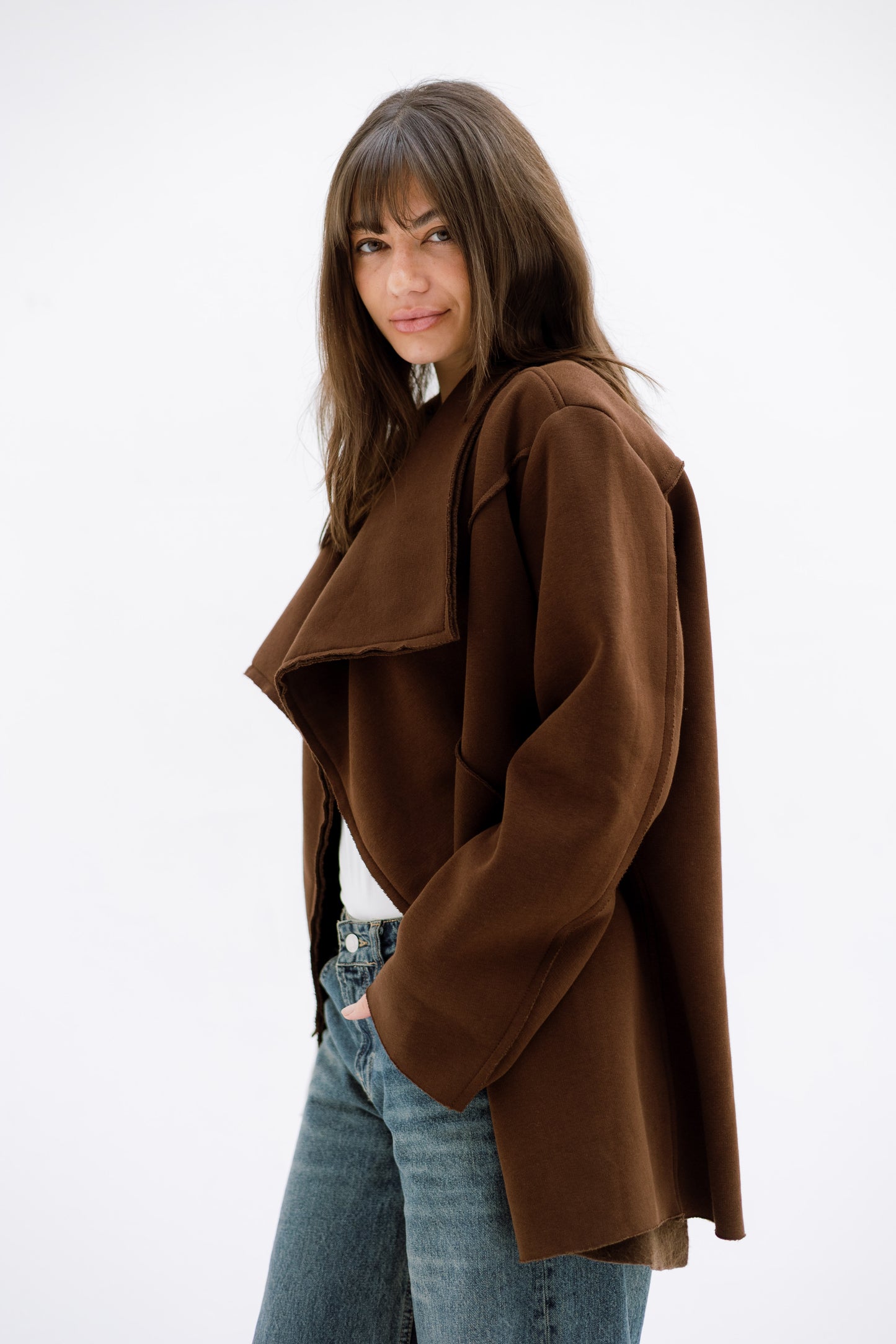 Unfinished Milton cardigan - BROWN