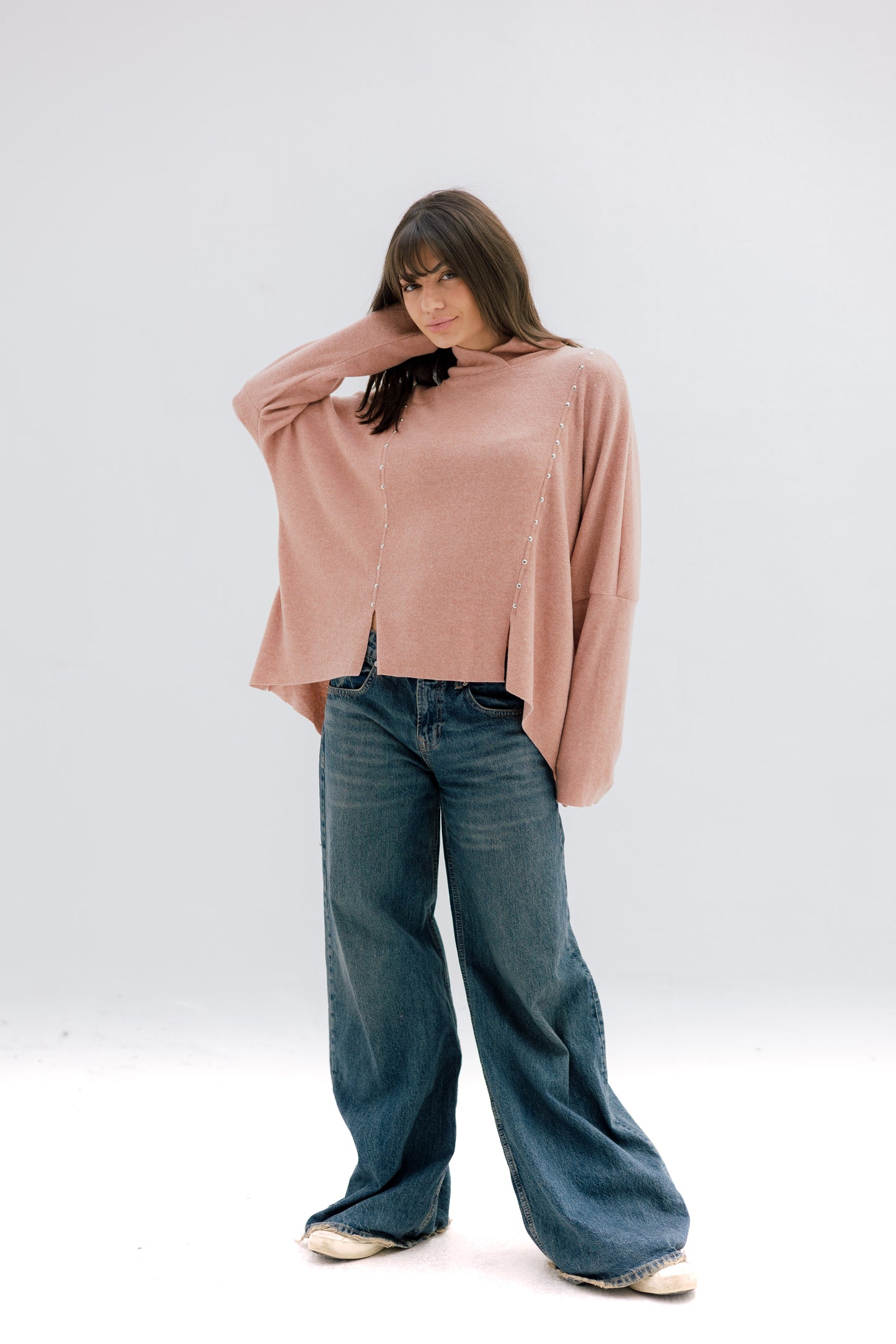 Studded knit top - PINK