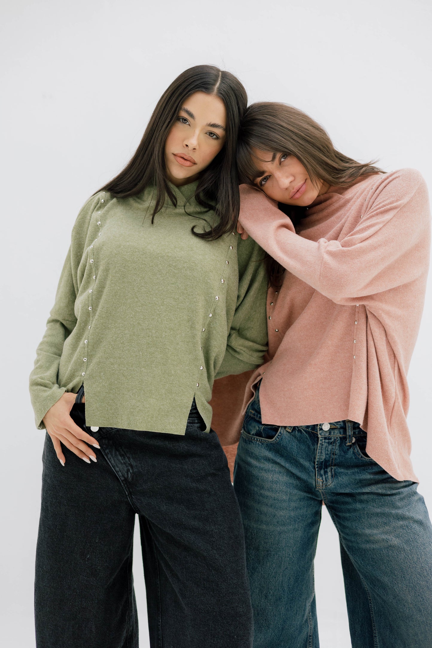 Studded knit top - pistachio