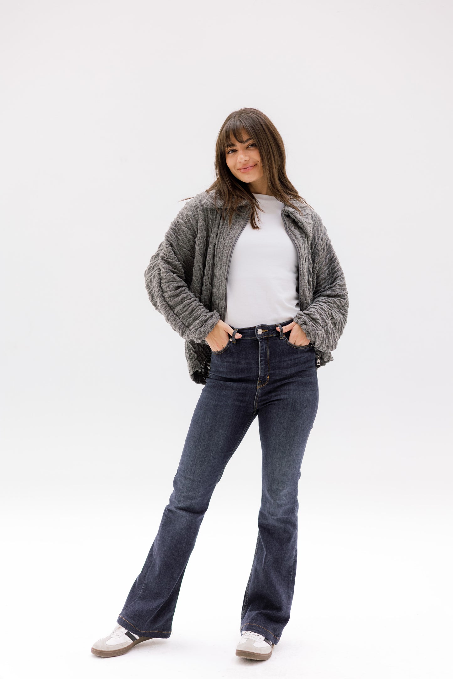 Loom Knit Zip Sweater