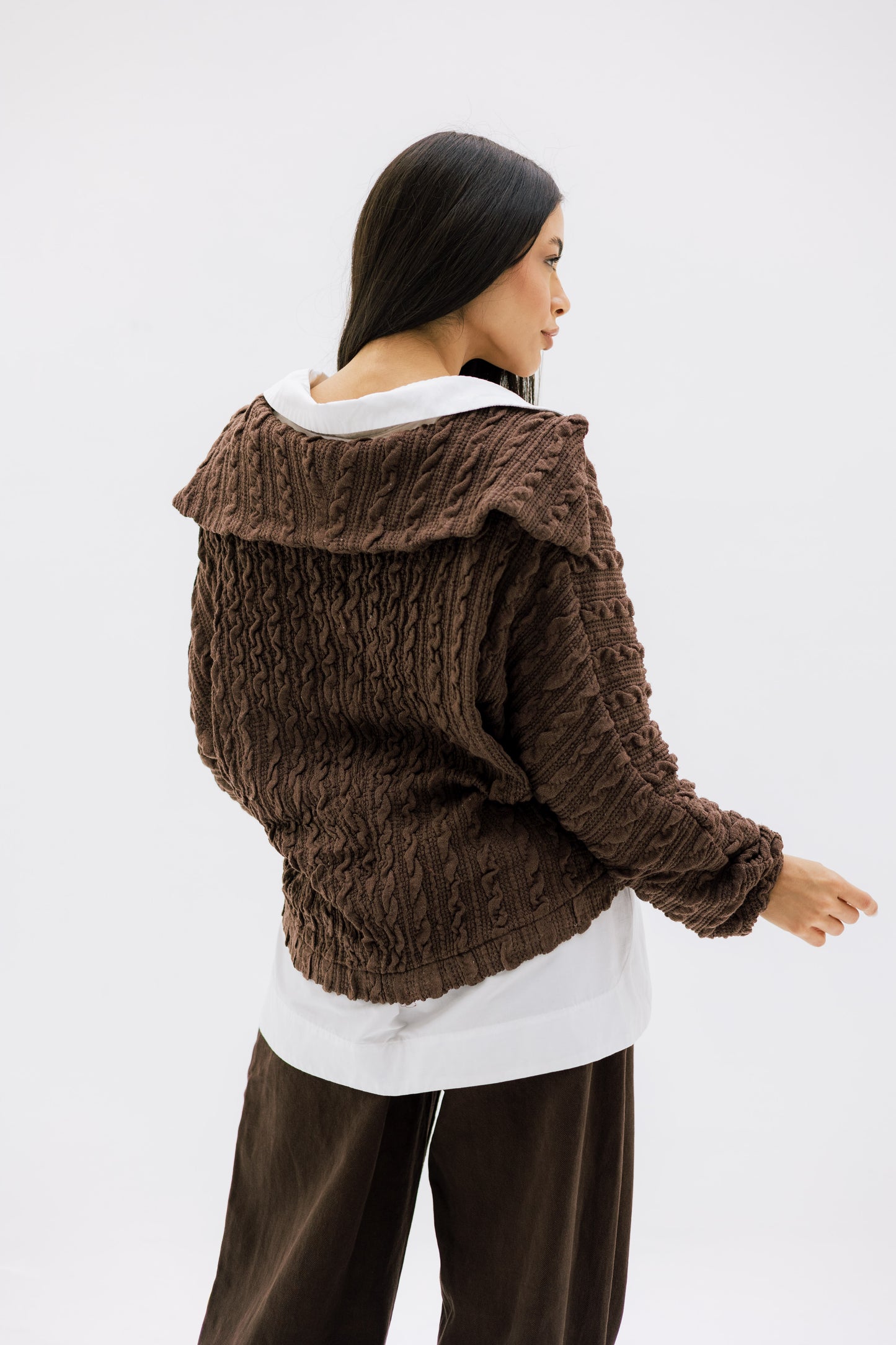 Loom Knit Zip Sweater