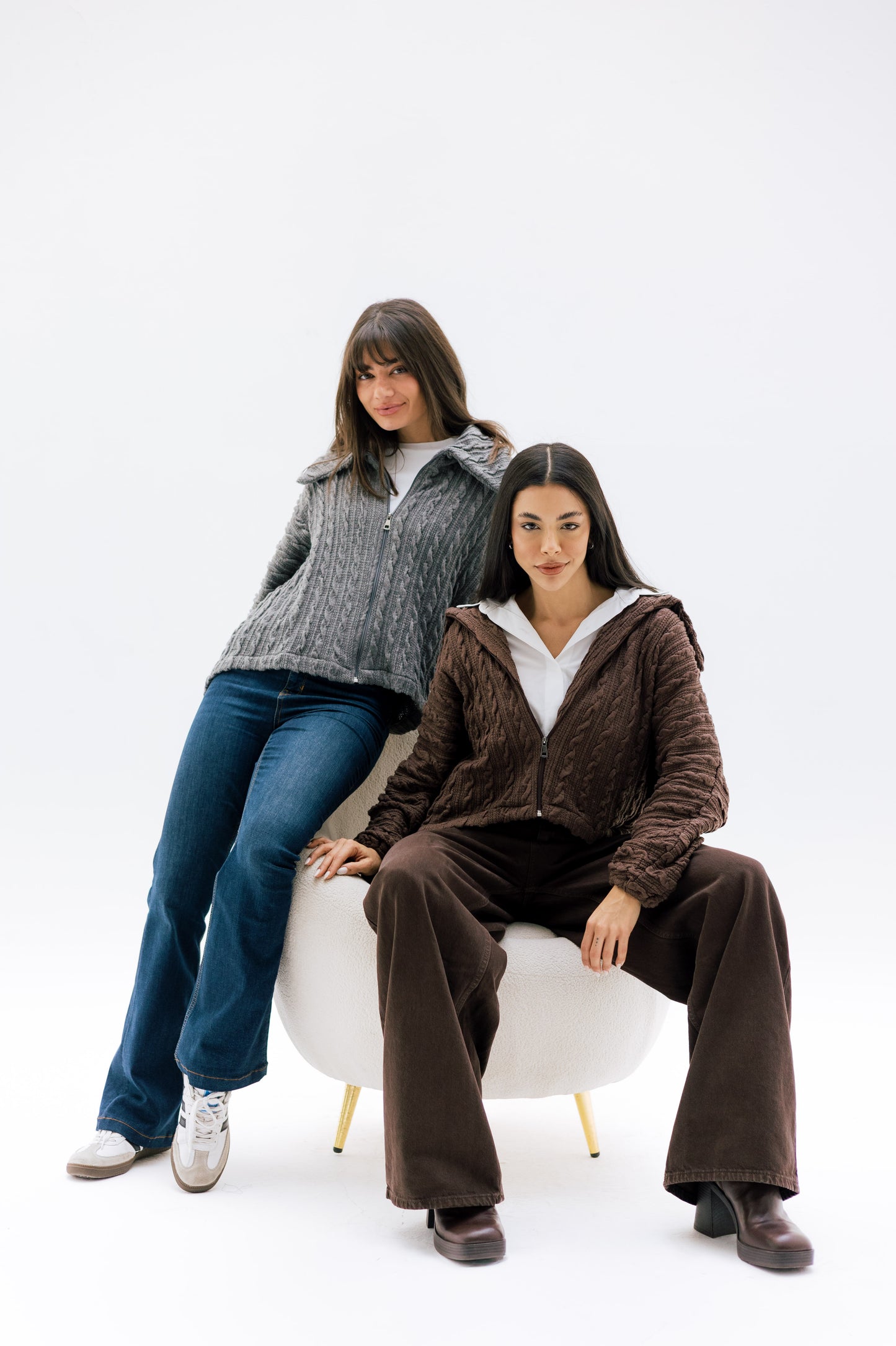 Loom Knit Zip Sweater