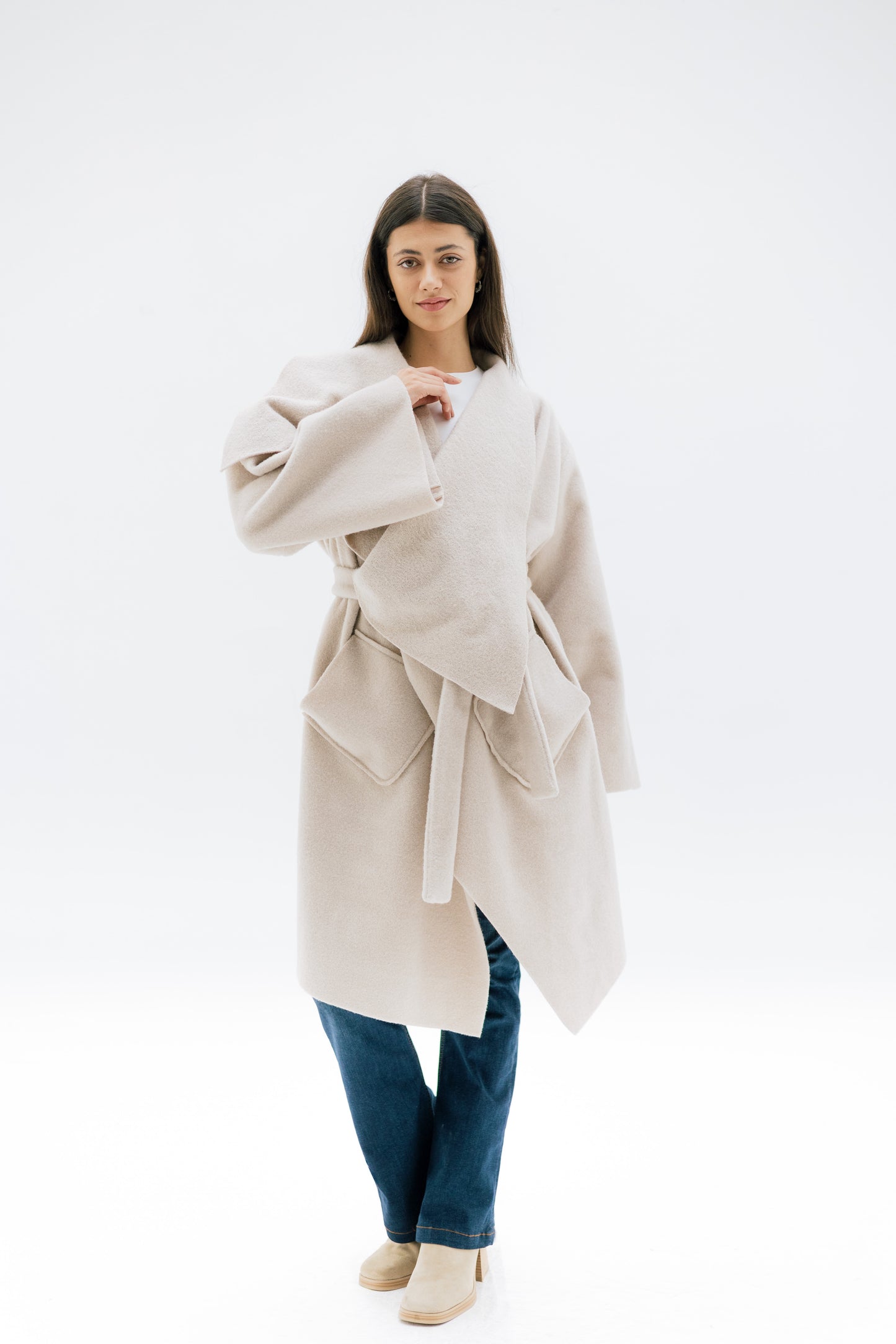 THE VELA WRAP COAT - BEIGE