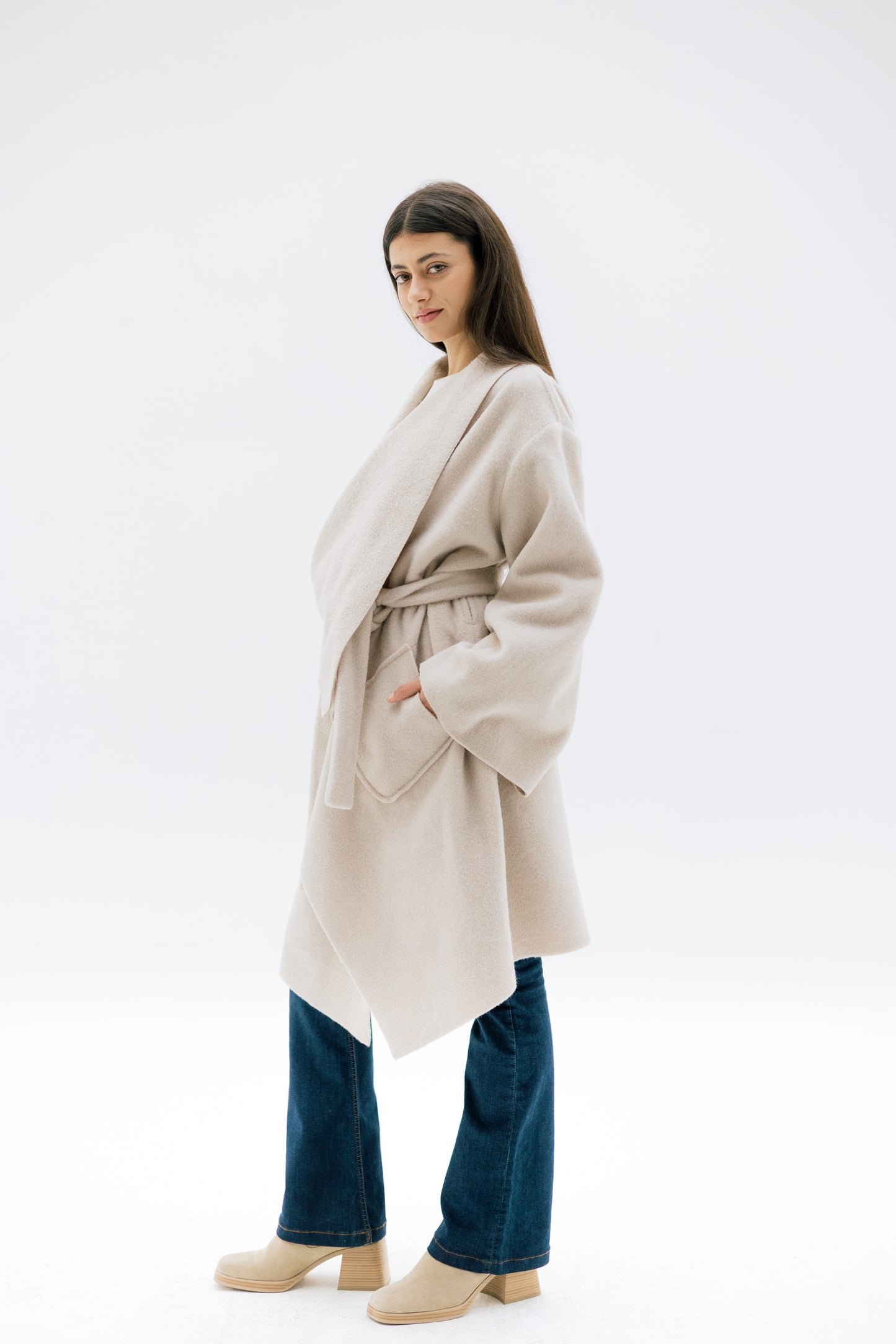 THE VELA WRAP COAT - BEIGE