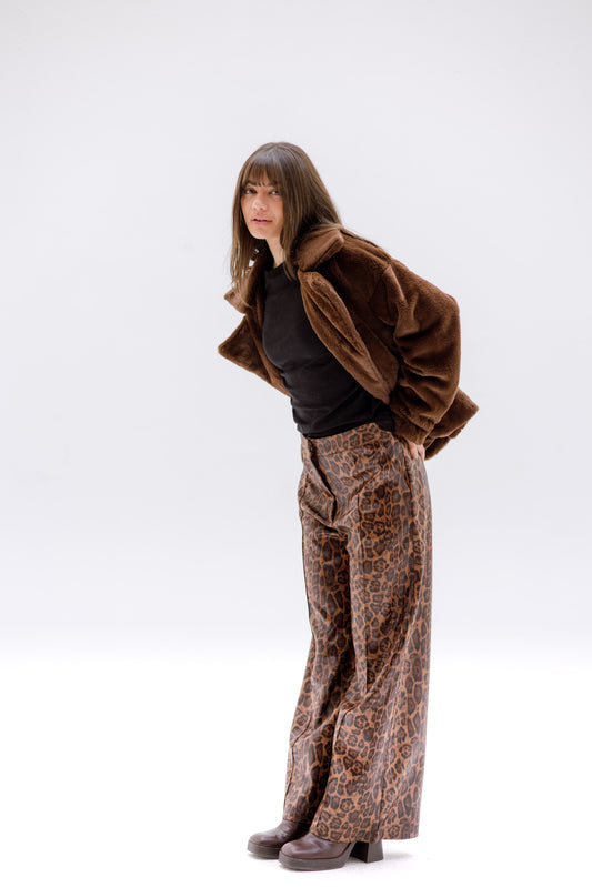 Leopard leather pants