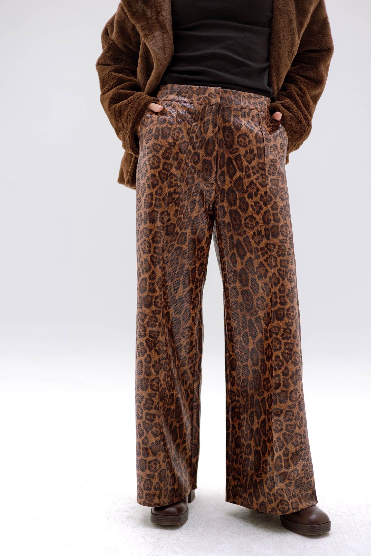 Leopard leather pants