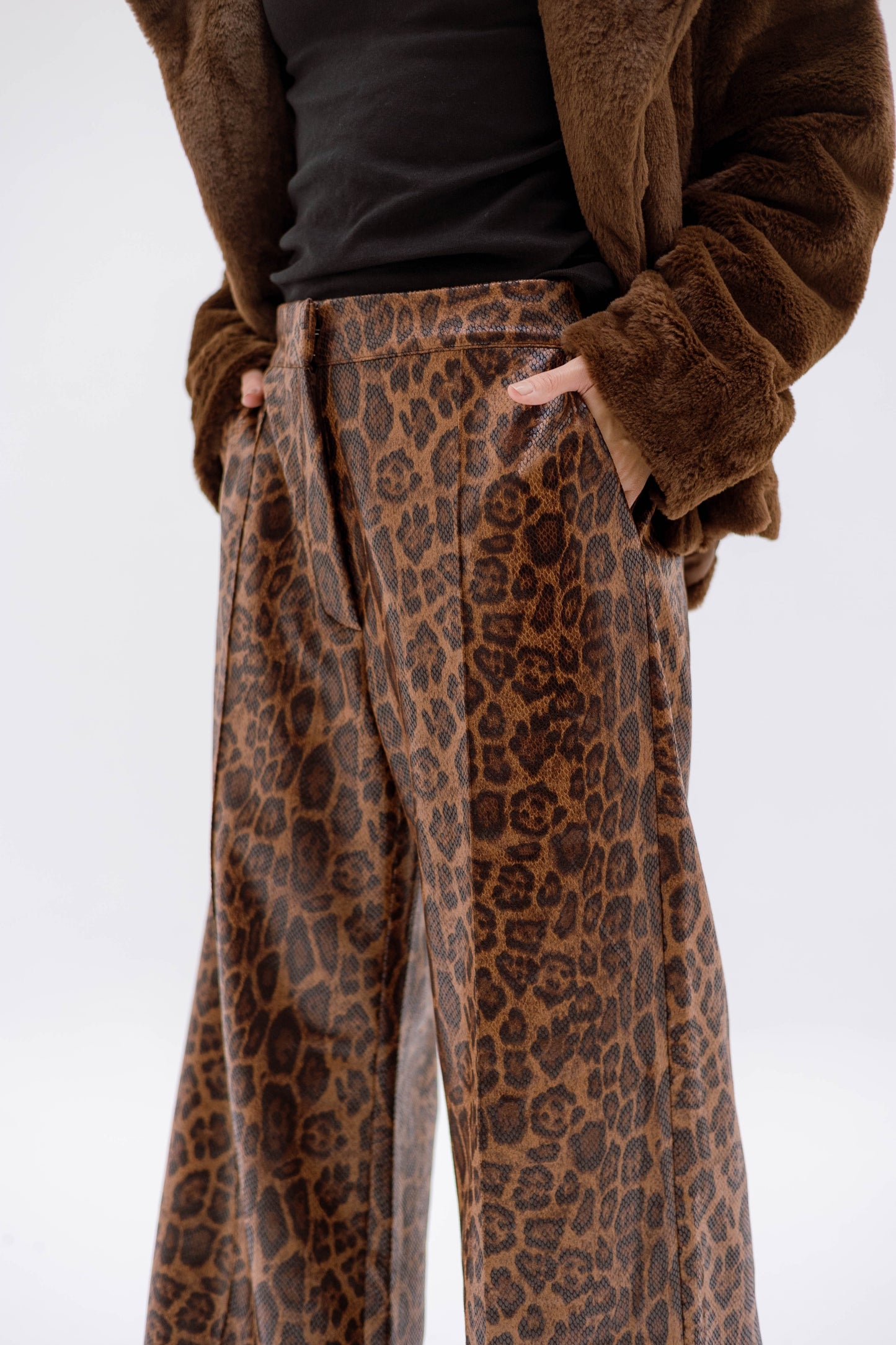 Leopard leather pants