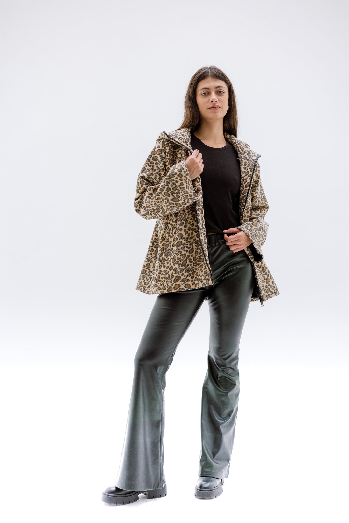 Leopard wool jacket