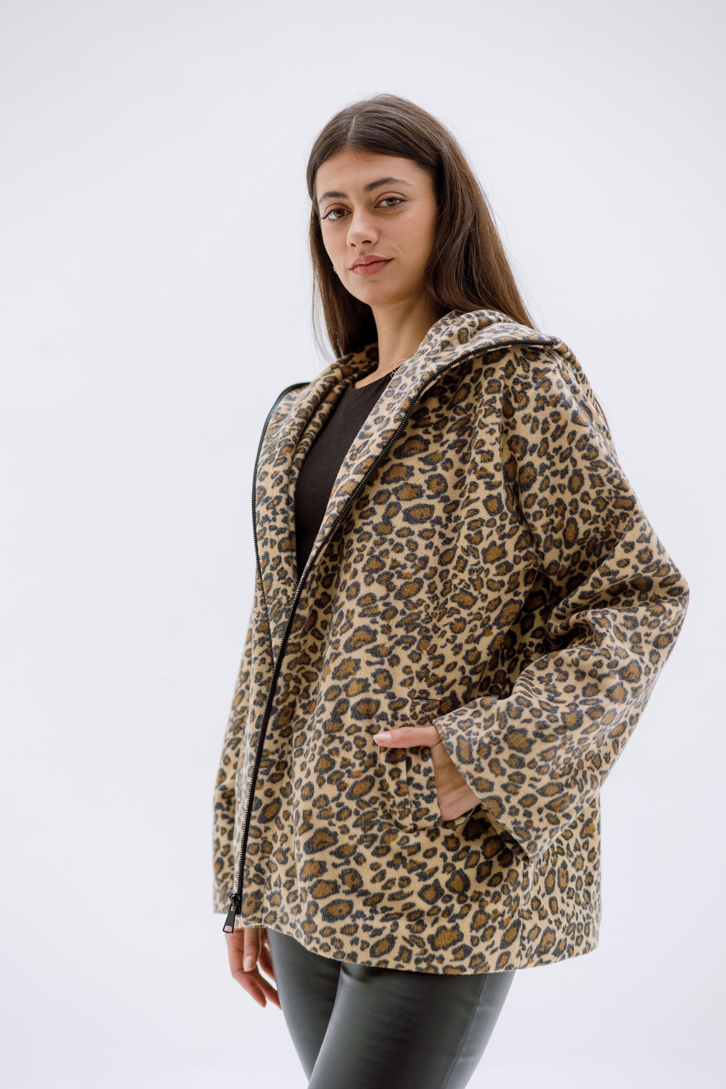 Leopard wool jacket