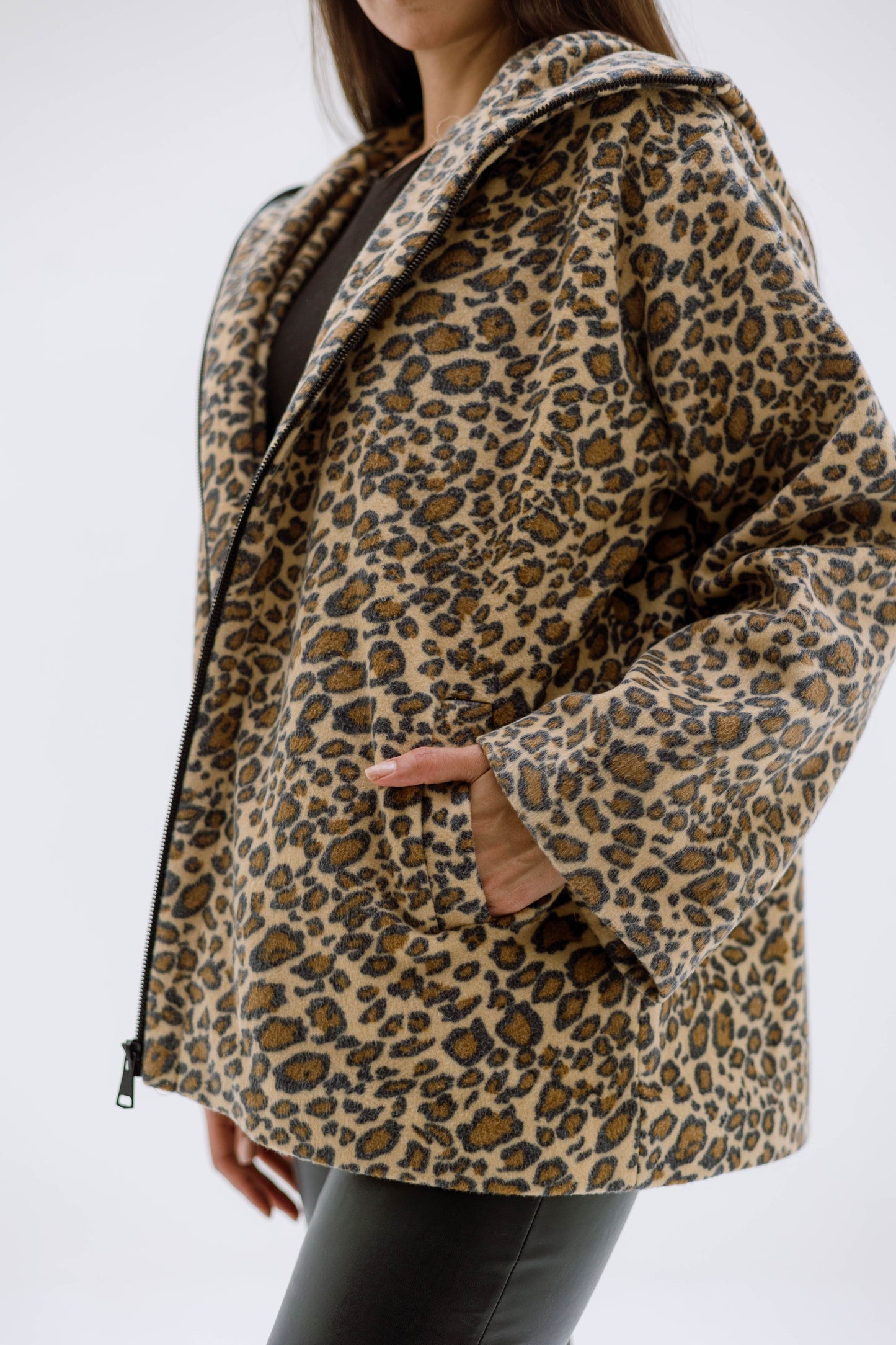 Leopard wool jacket