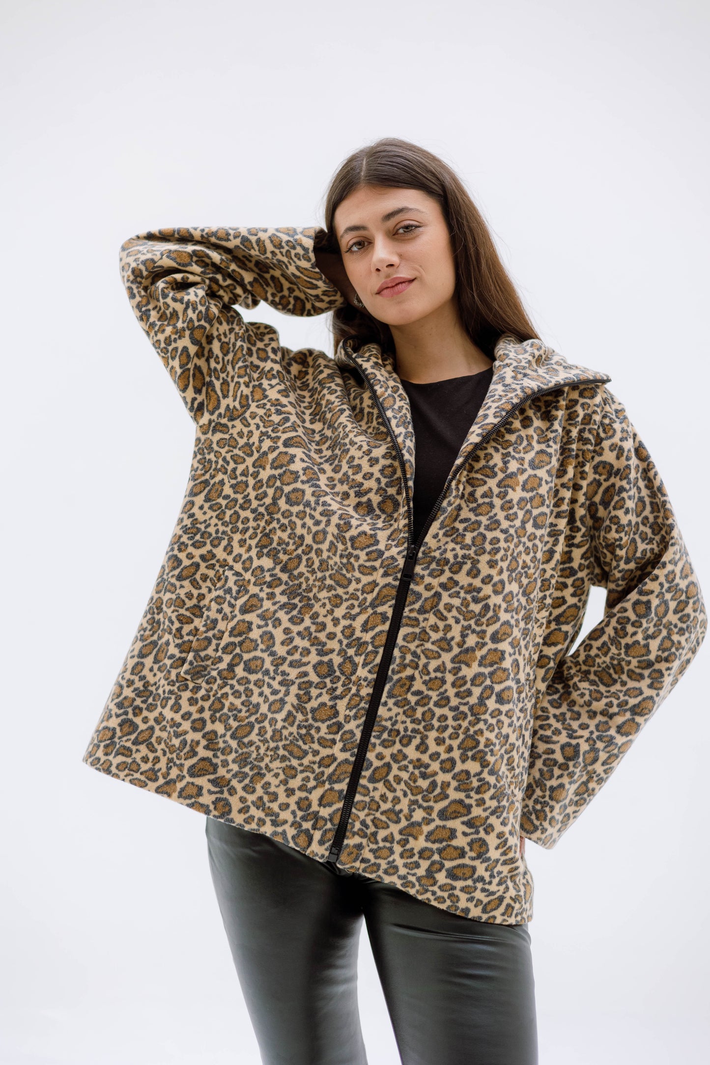 Leopard wool jacket