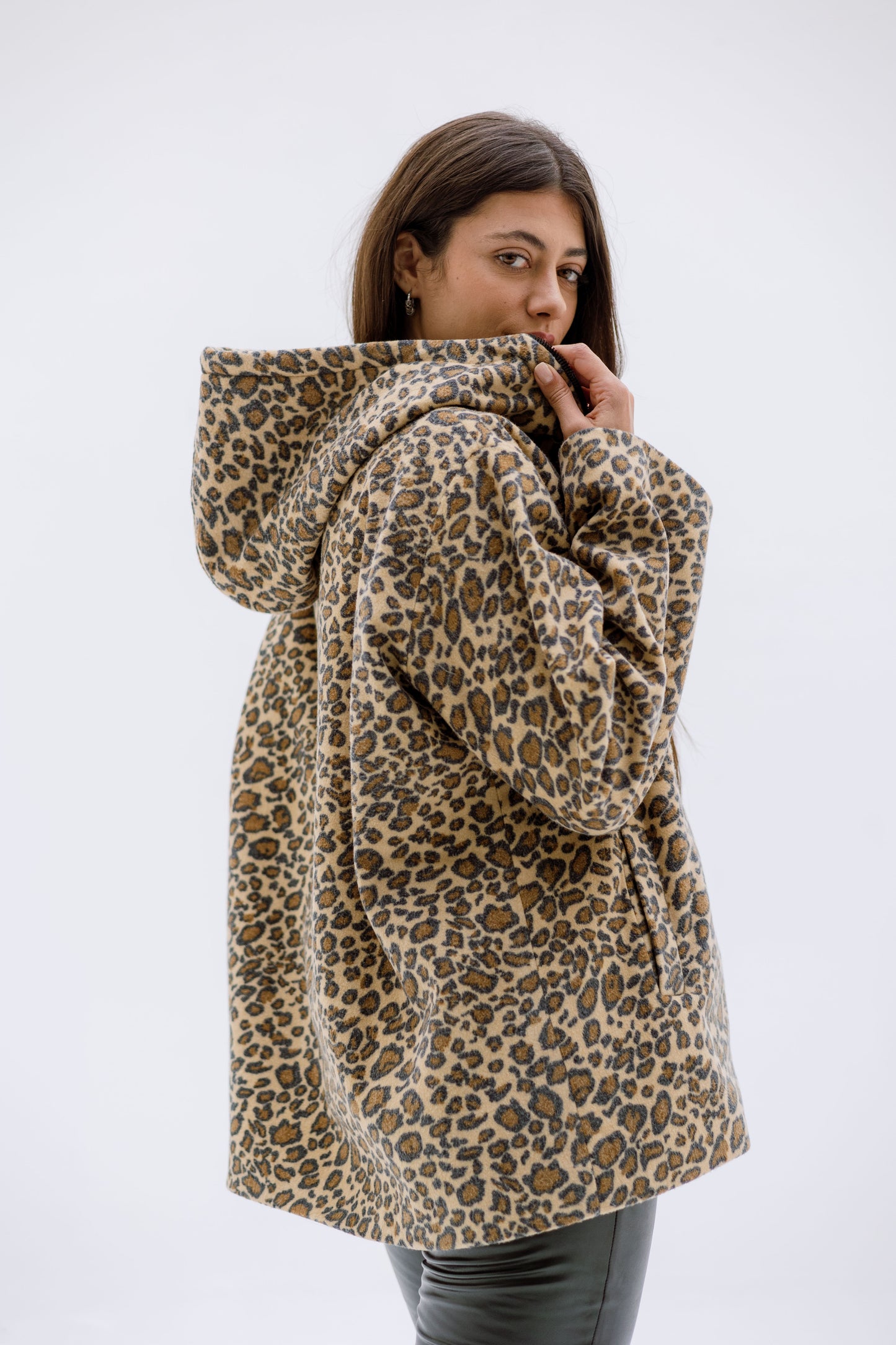 Leopard wool jacket