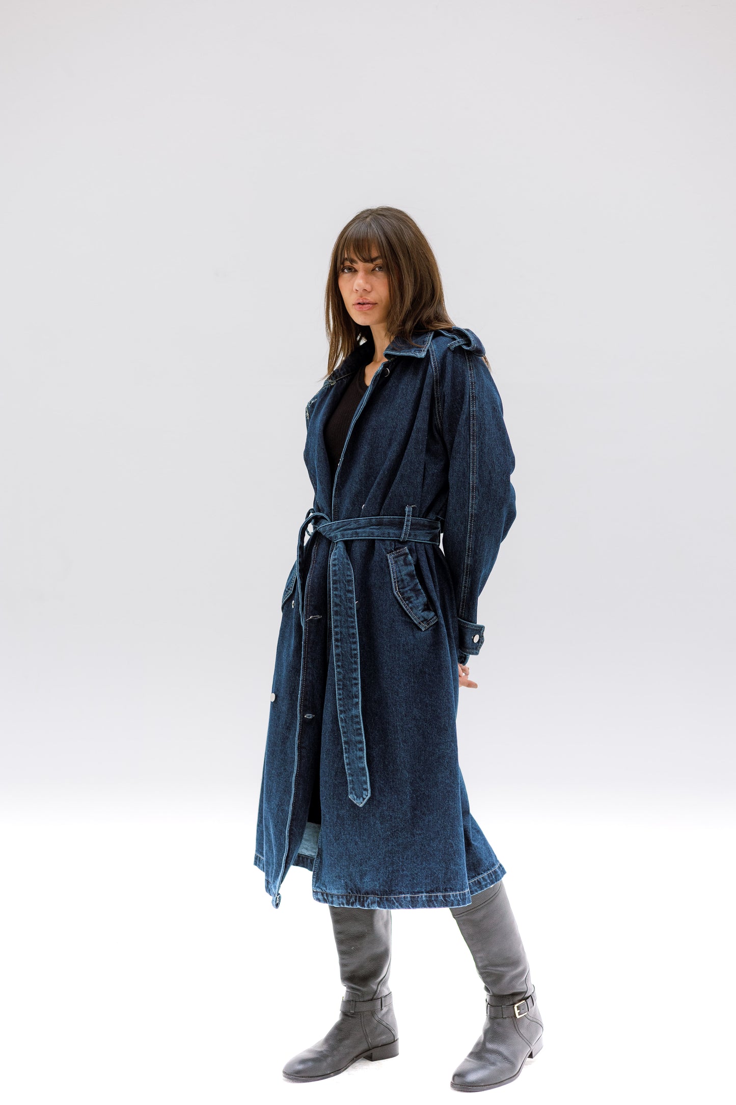 Denim trench coat - NAVY
