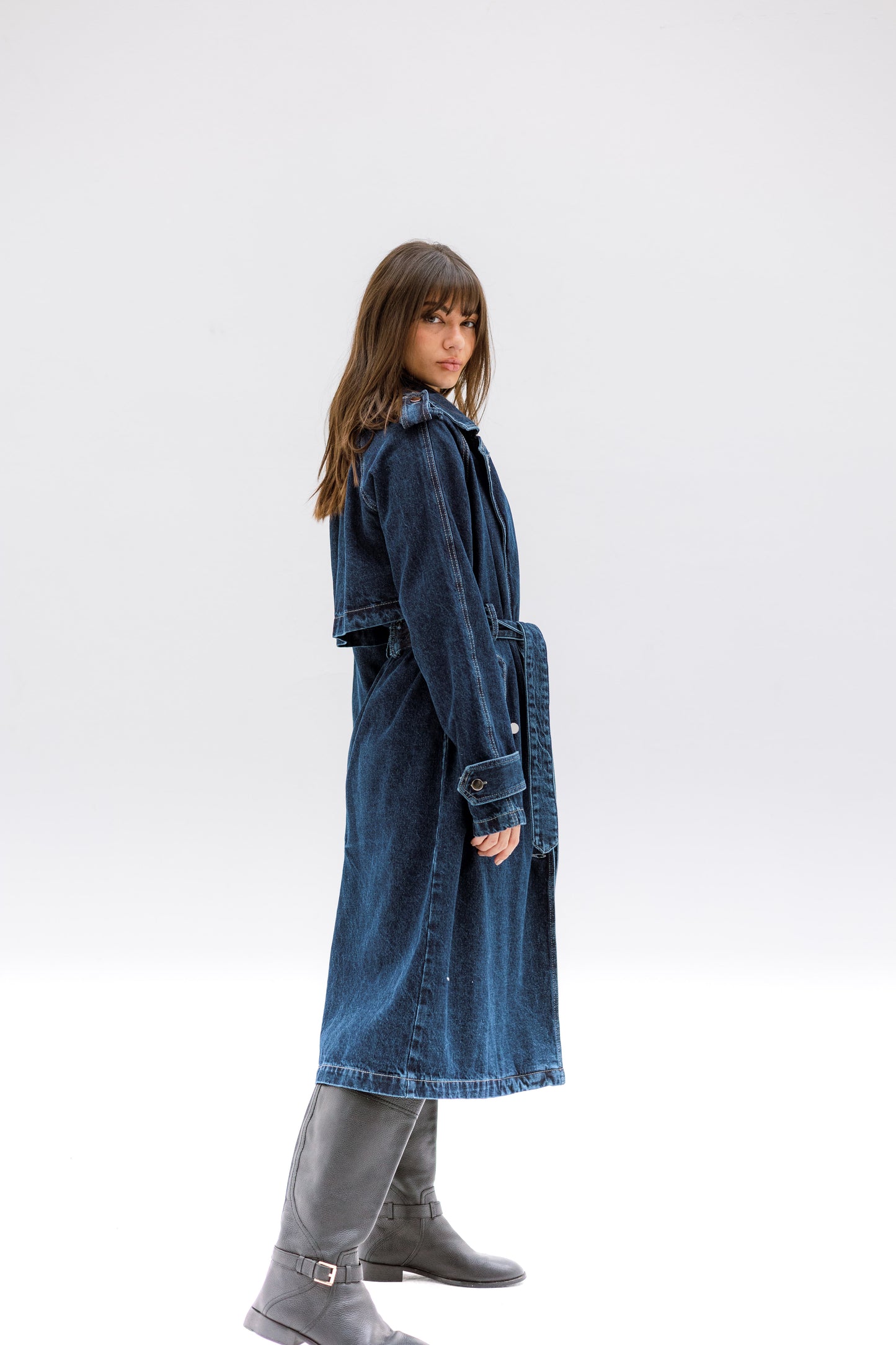 Denim trench coat - NAVY
