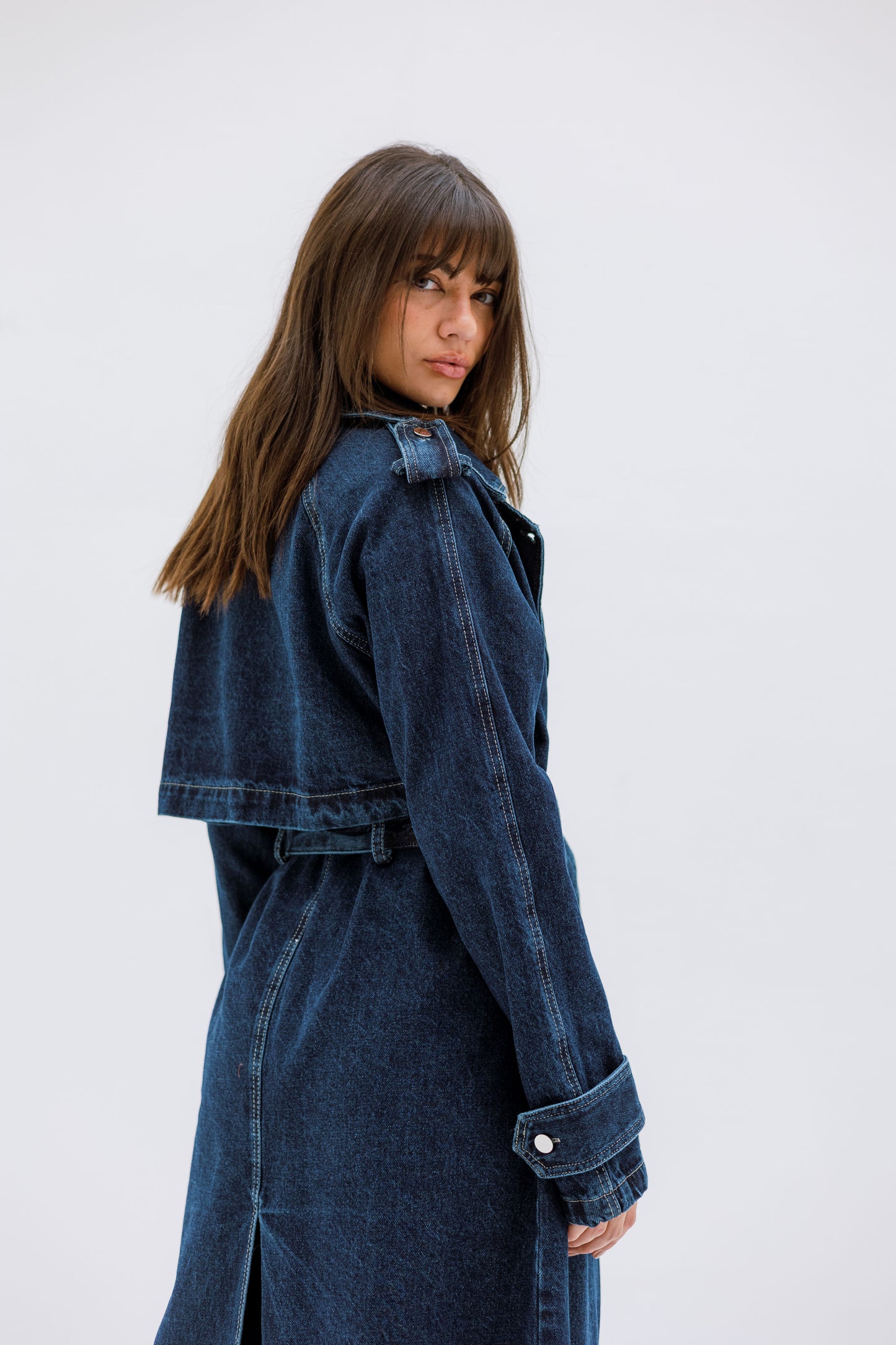 Denim trench coat - NAVY