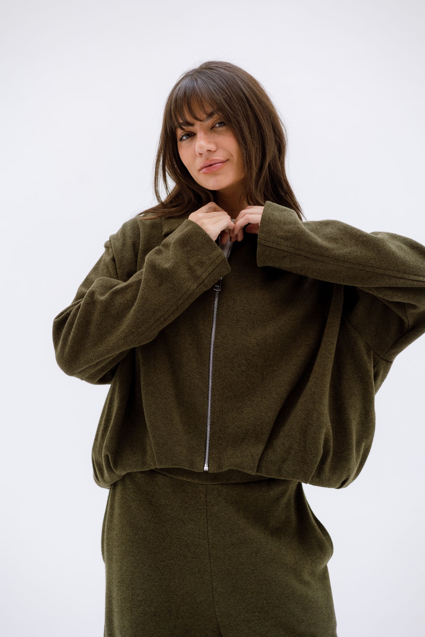 The calm zip set - OLIVE