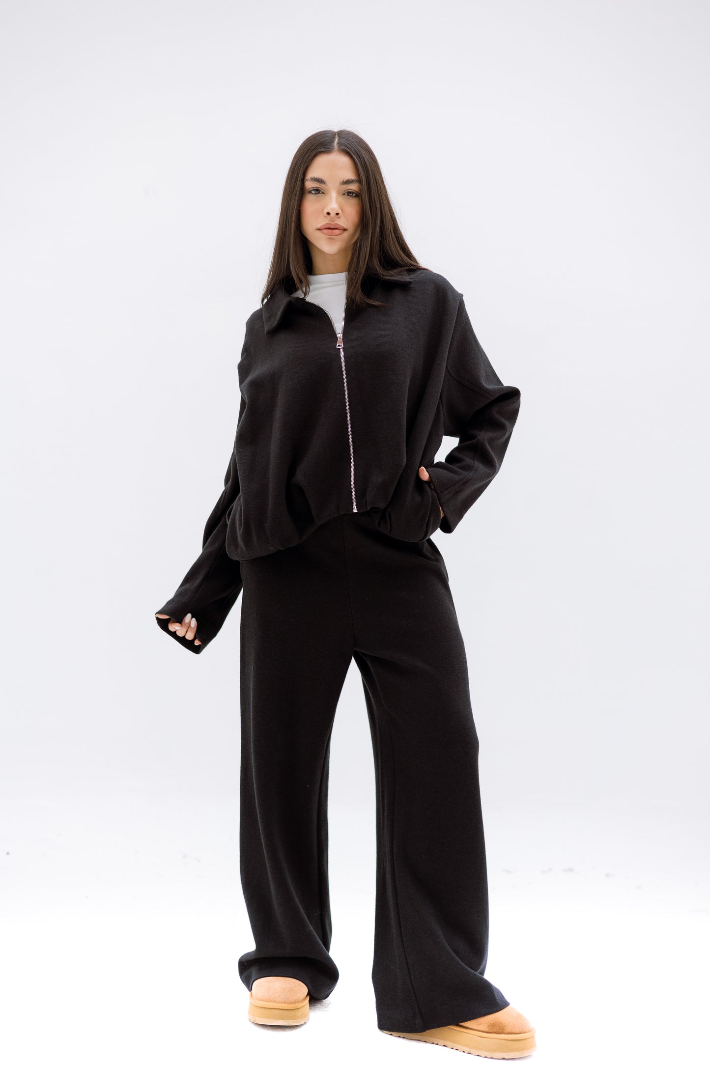 The calm zip set - BLACK