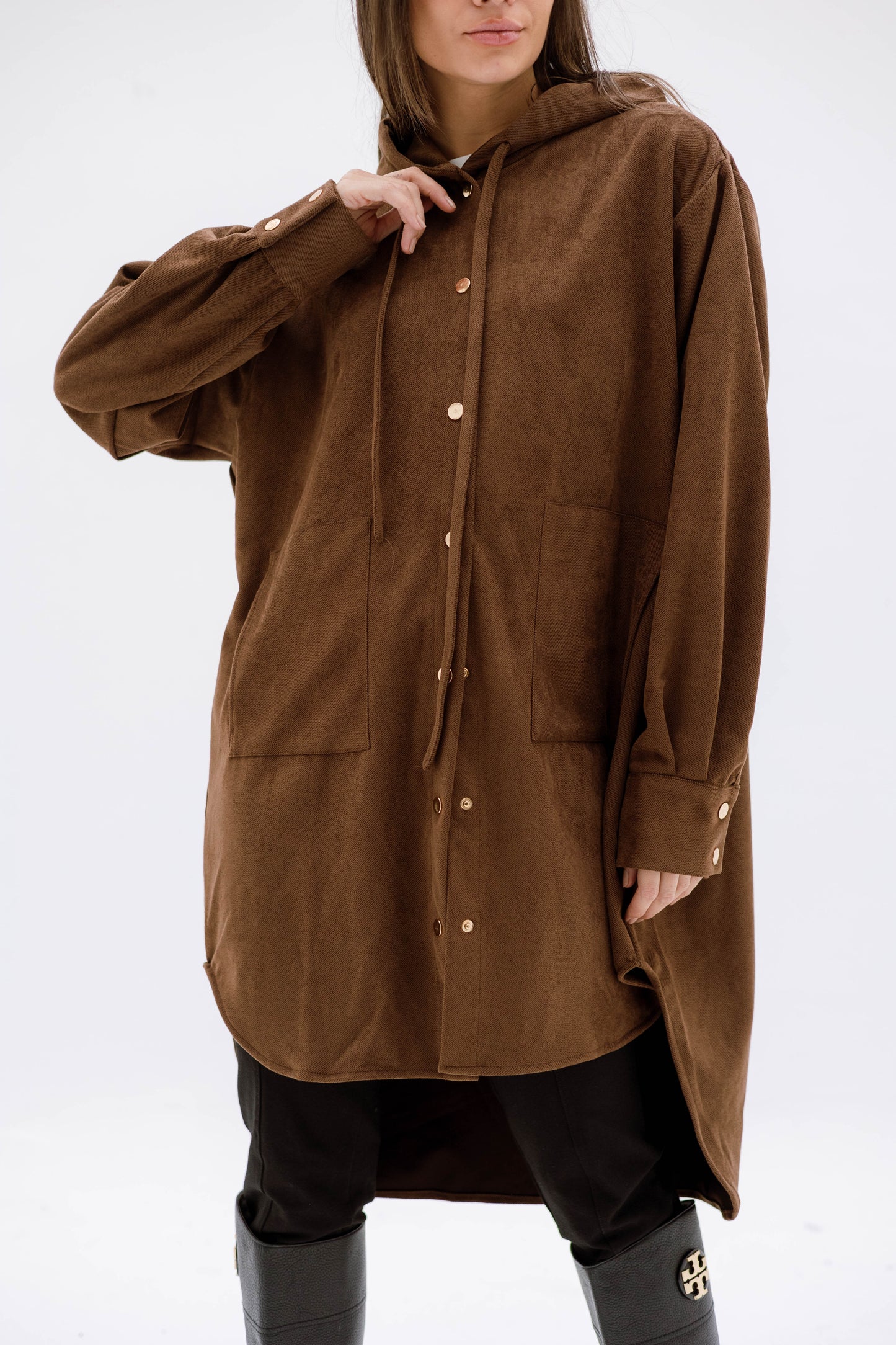 The striped suede oversized shirt