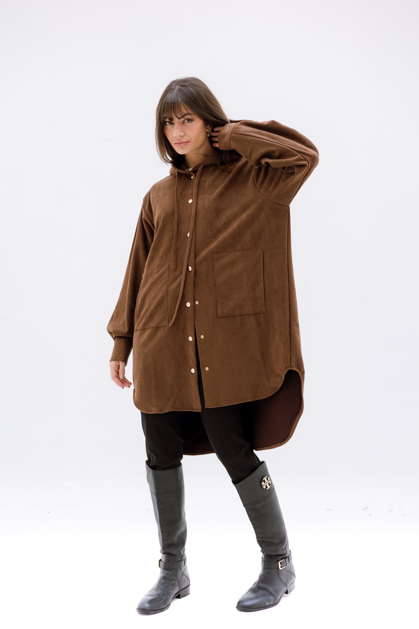 The striped suede oversized shirt