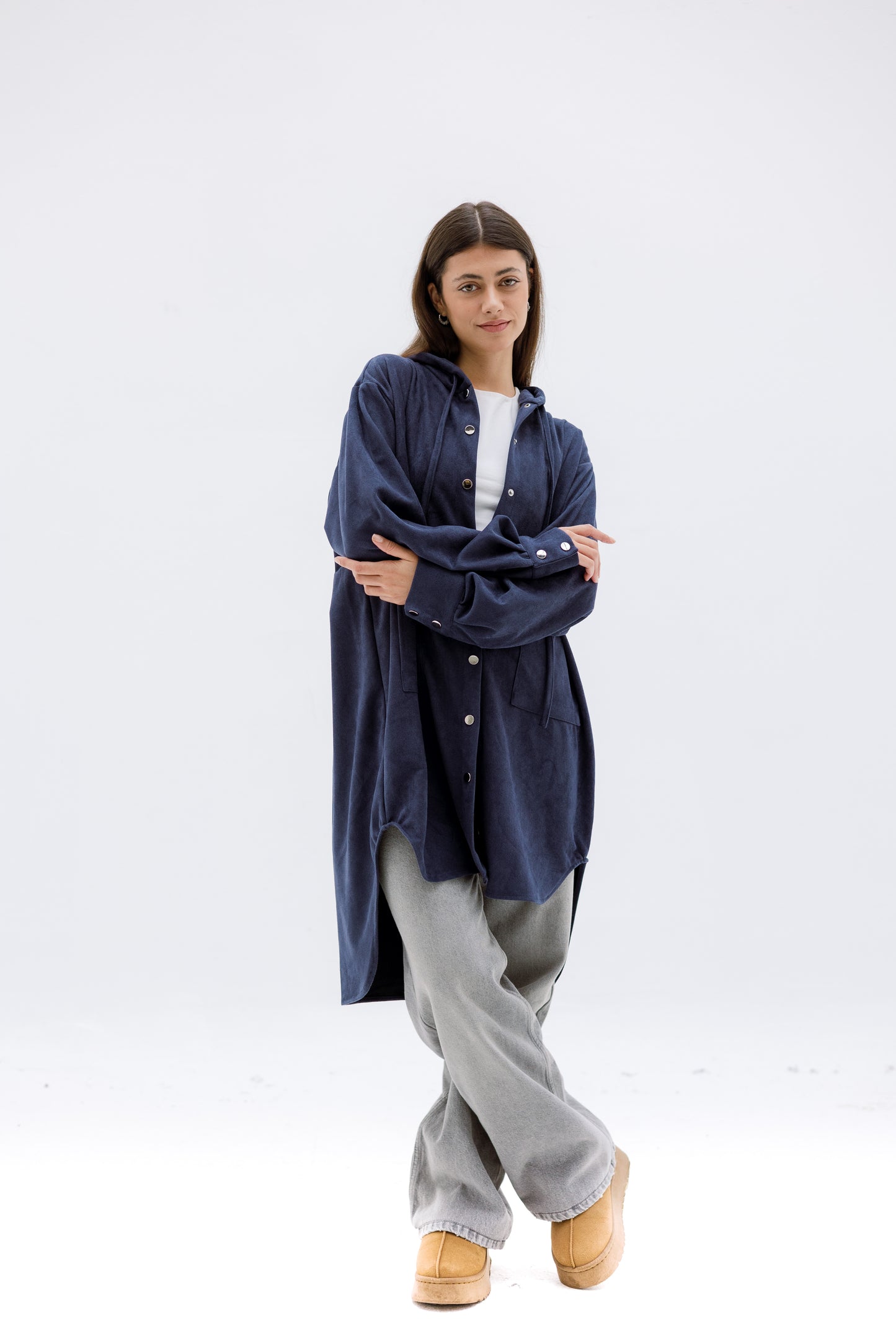 The striped suede oversized shirt